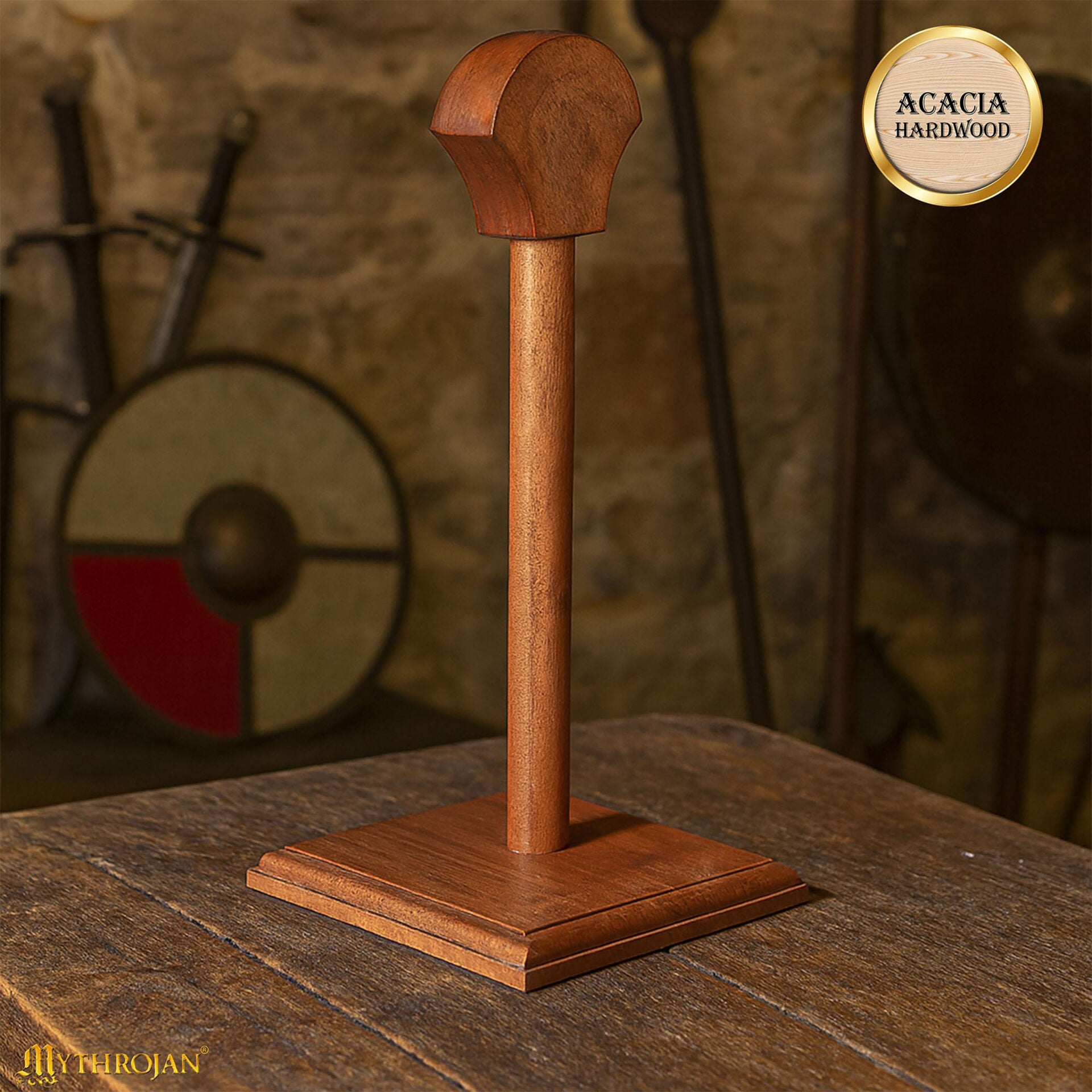 Soporte de madera para cascos — Medieval, vikingo y romano - Natural - M