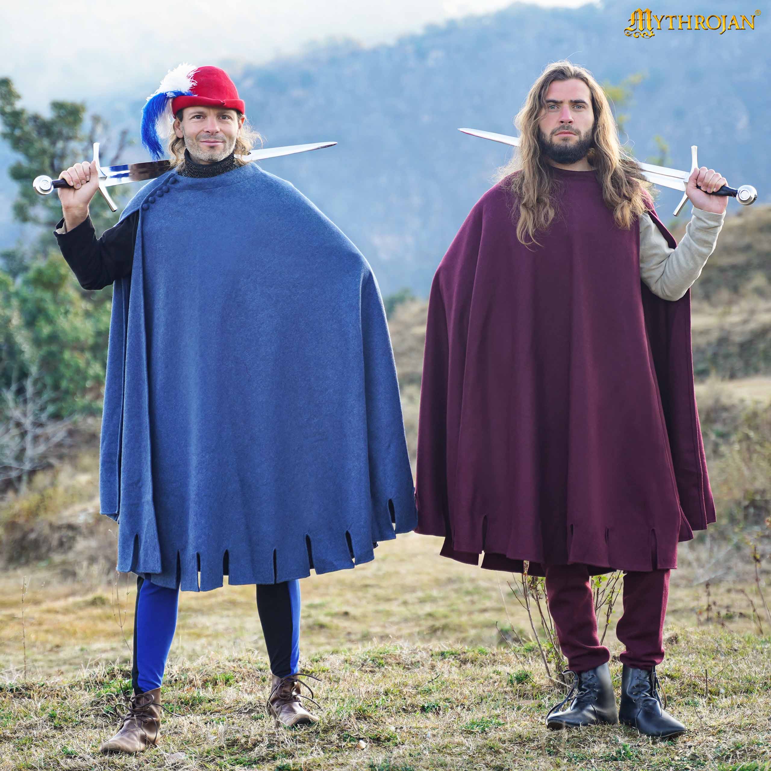 Capa medieval para hombre — lana reciclada, corte semicircular y botones cosidos a mano - imagen 7