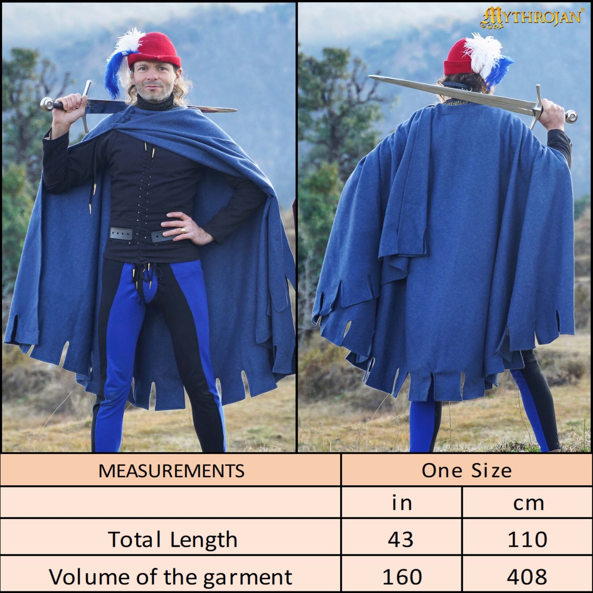 Capa medieval para hombre — lana reciclada, corte semicircular y botones cosidos a mano - imagen 5