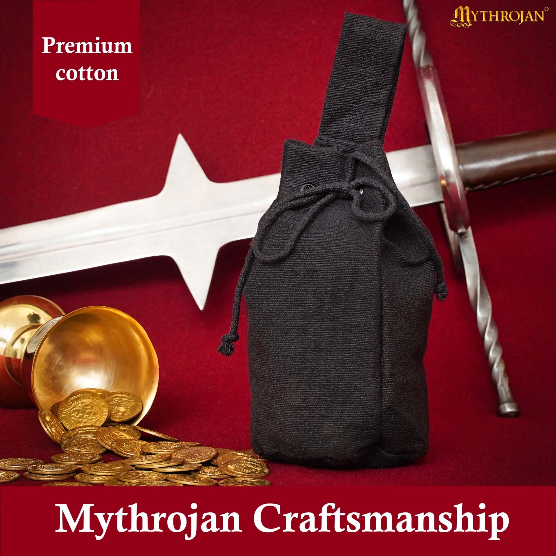 Bolsa de cinturón medieval con cordón (lona de algodón o 70% lana) - imagen 8
