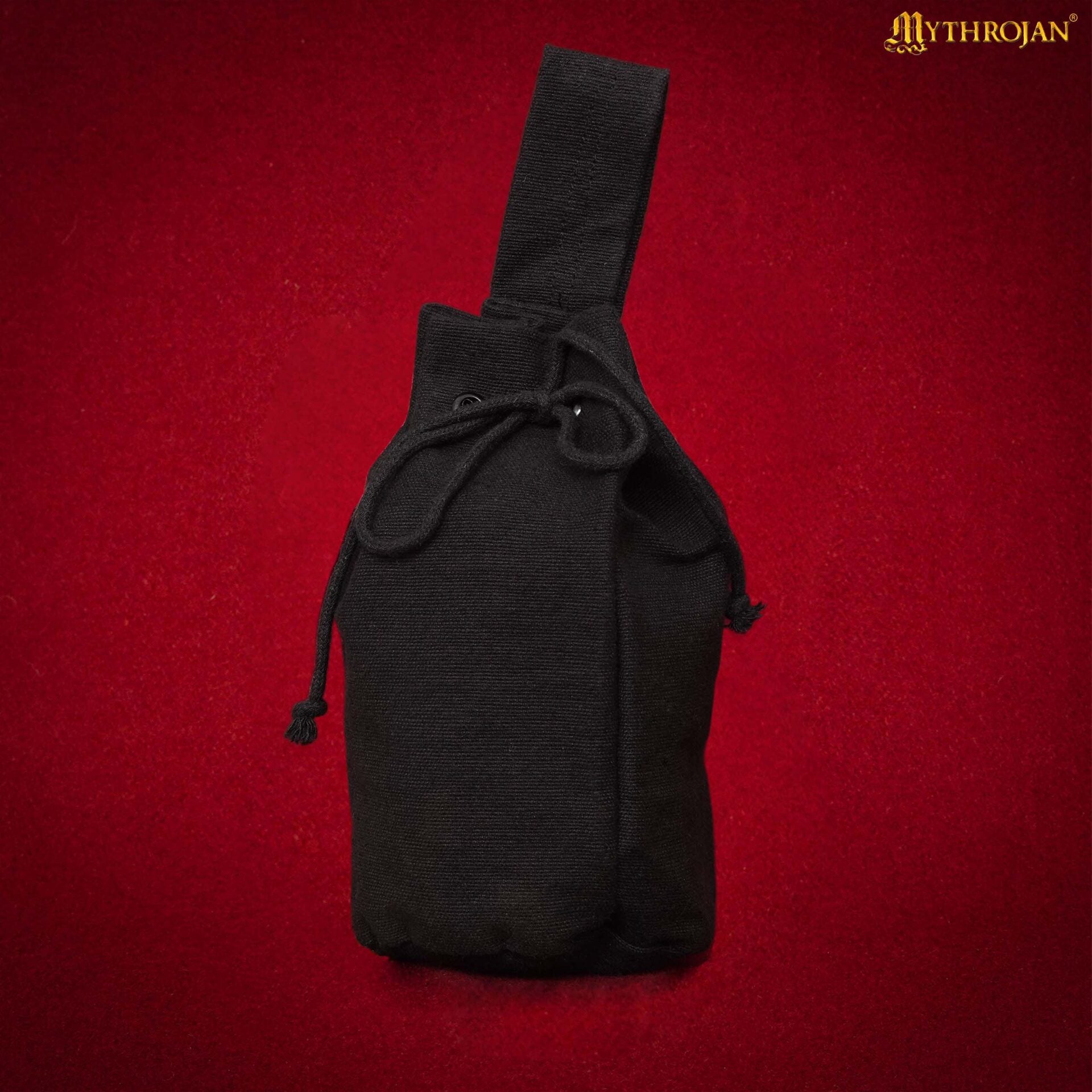 Bolsa de cinturón medieval con cordón (lona de algodón o 70% lana) - Negro