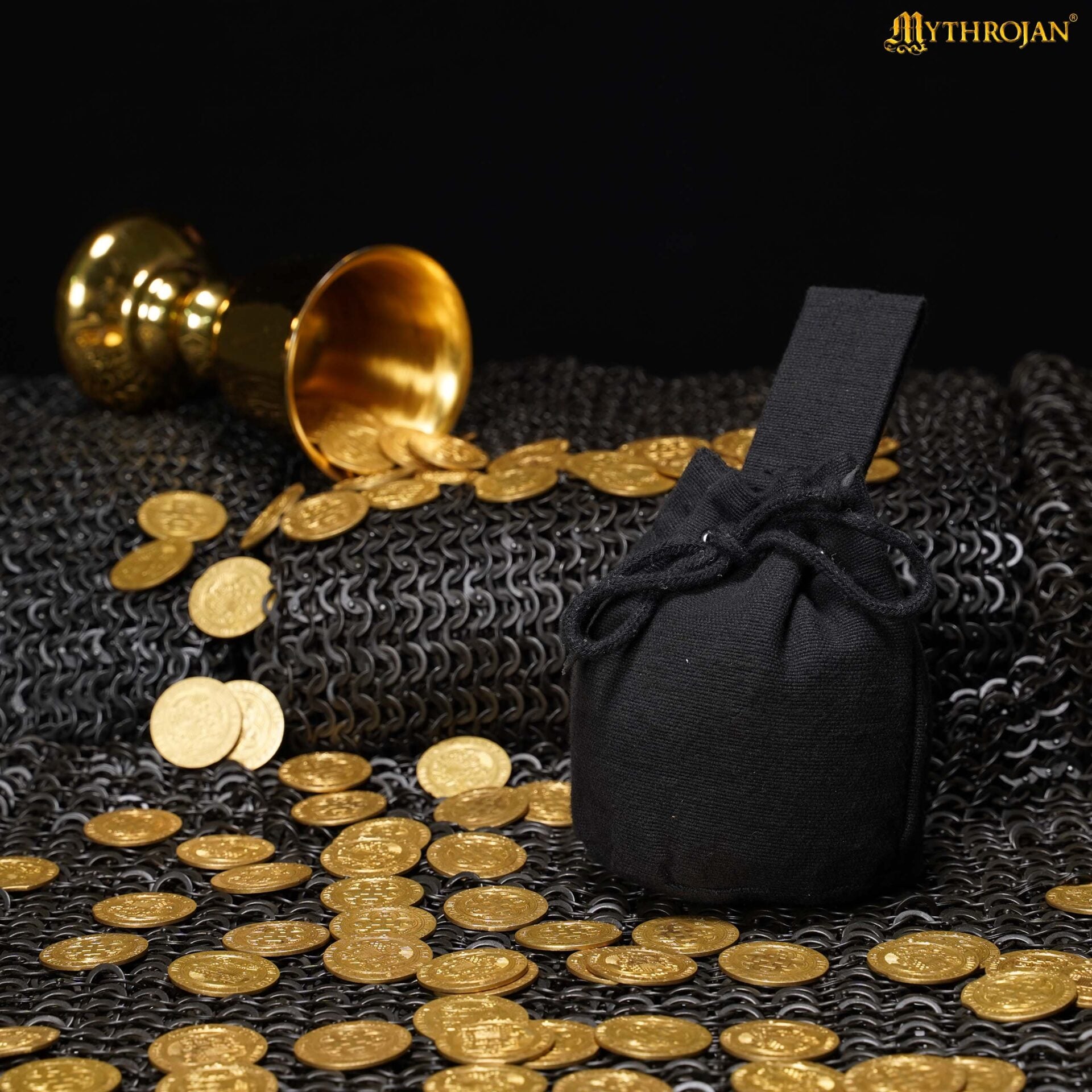 Bolsa de cinturón medieval en lona de algodón con cordón - imagen 5