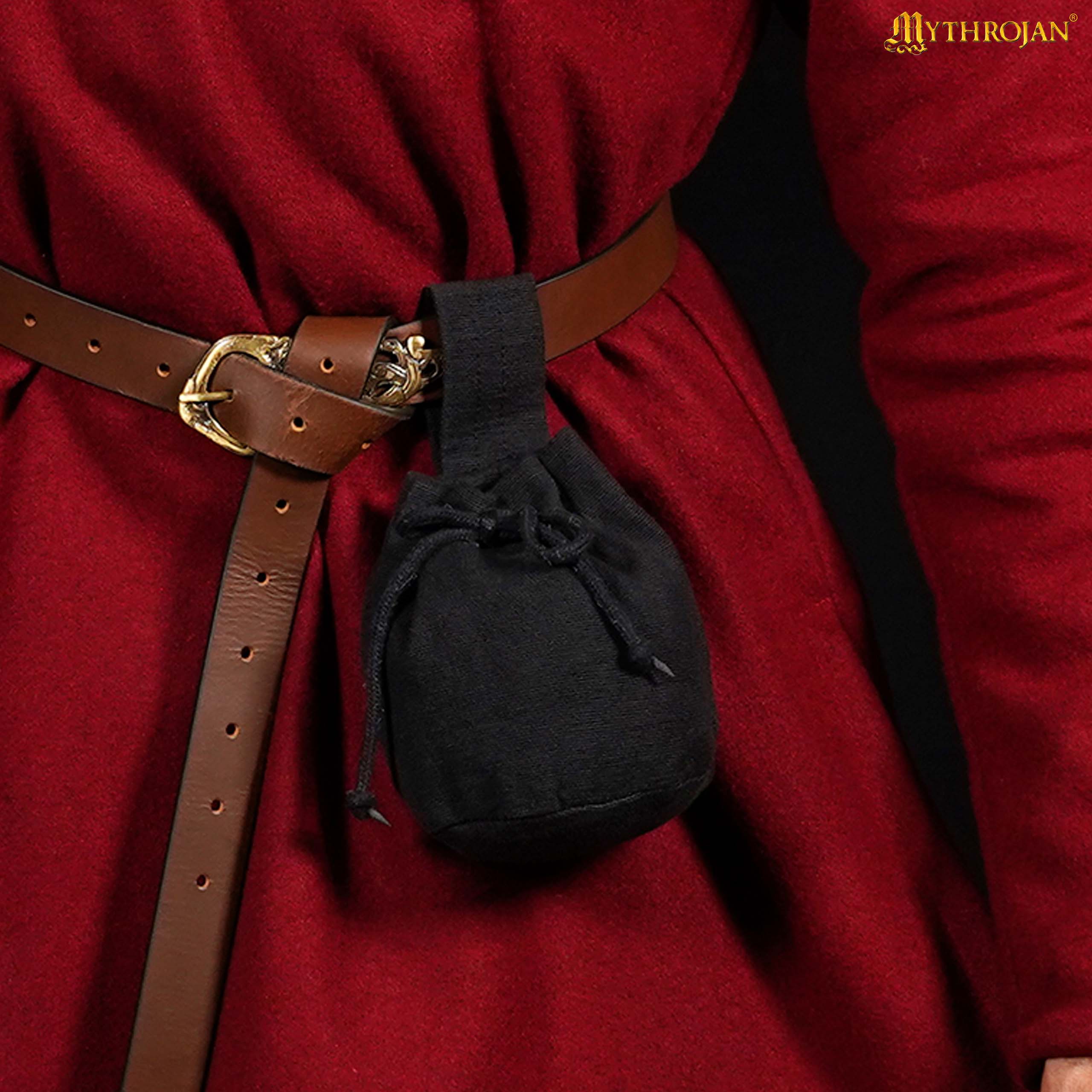 Bolsa de cinturón medieval en lona de algodón con cordón