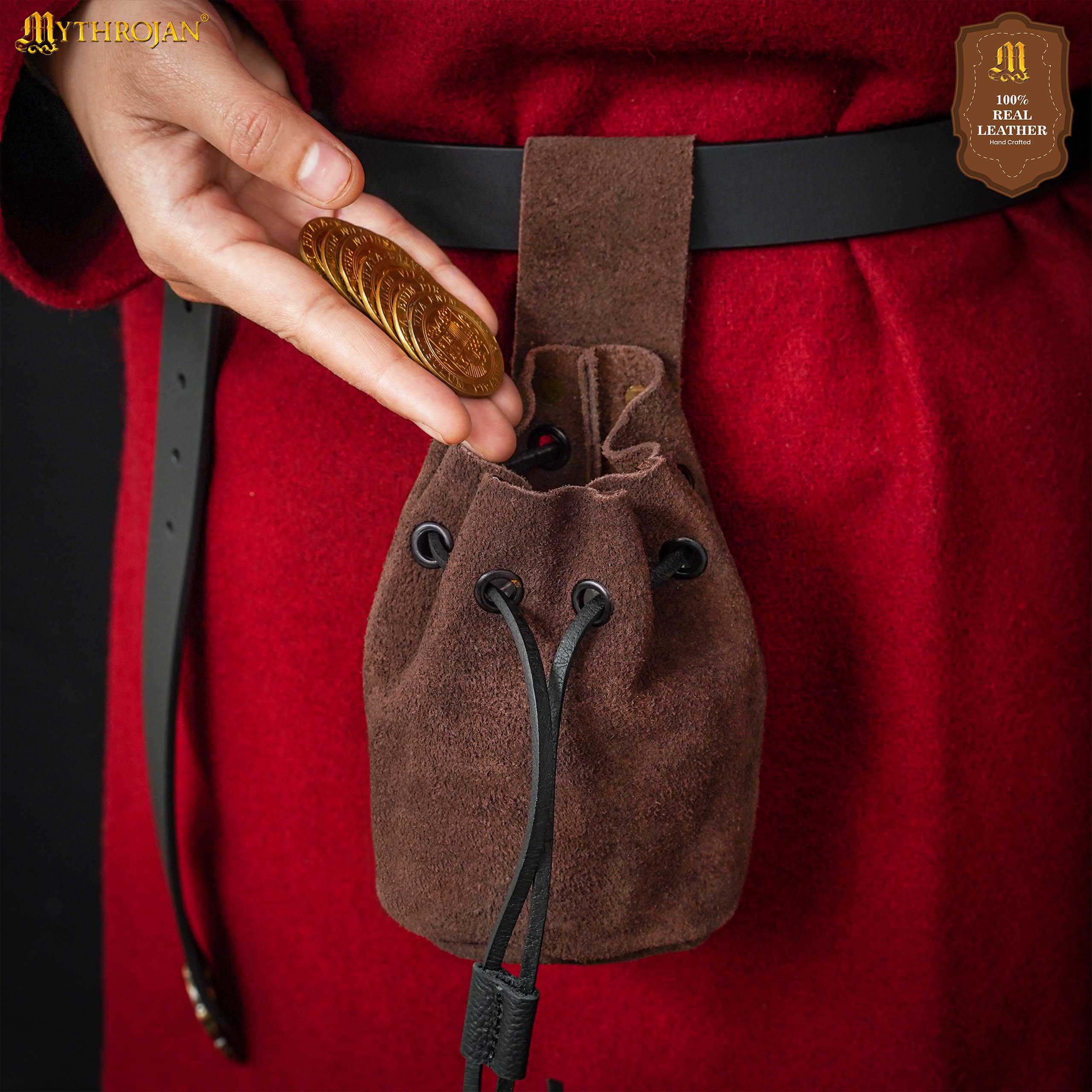 Bolsa de cordón de ante — Monedero medieval - imagen 20