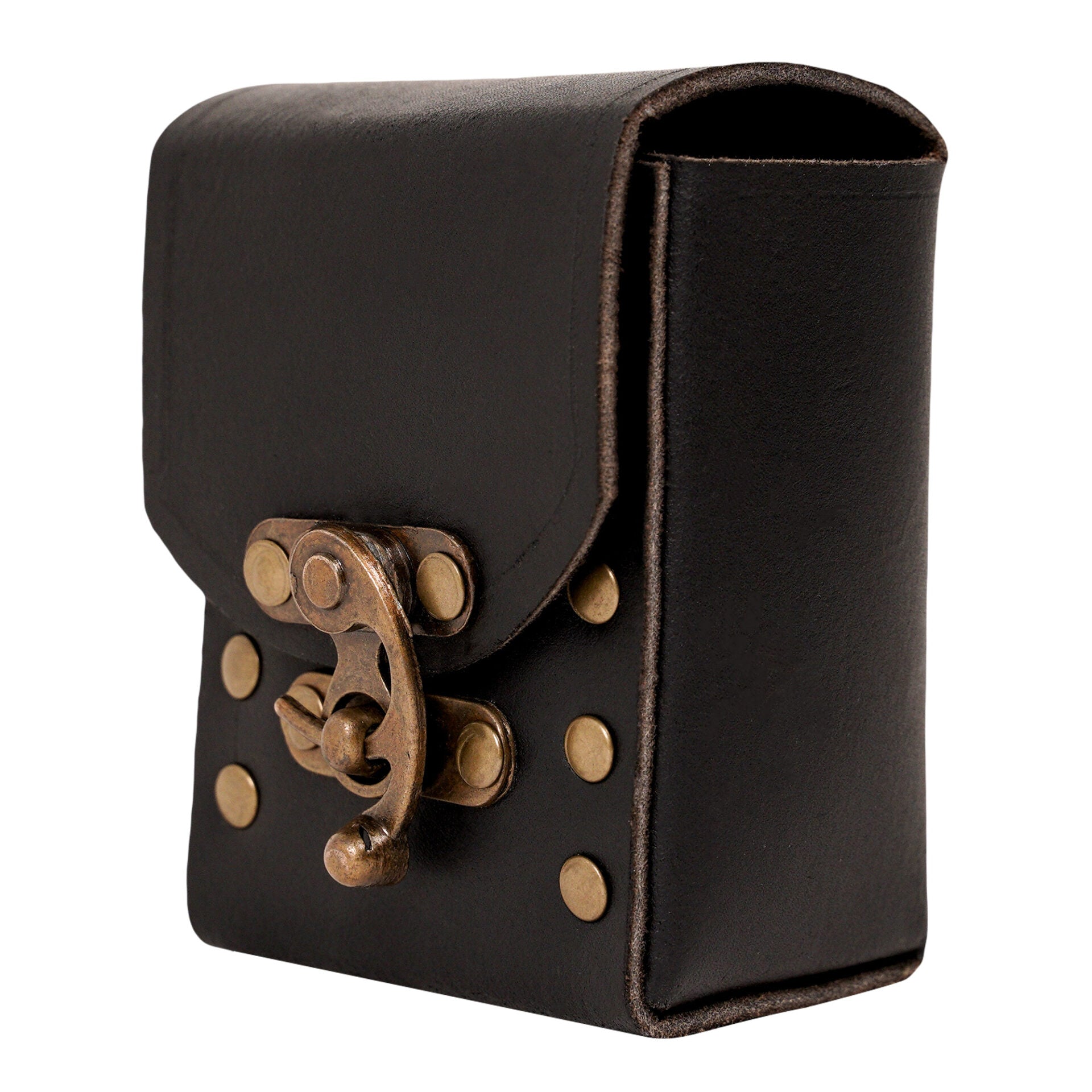 Bolsa de cinturón medieval en cuero 3 mm con broche de latón antiguo - imagen 14