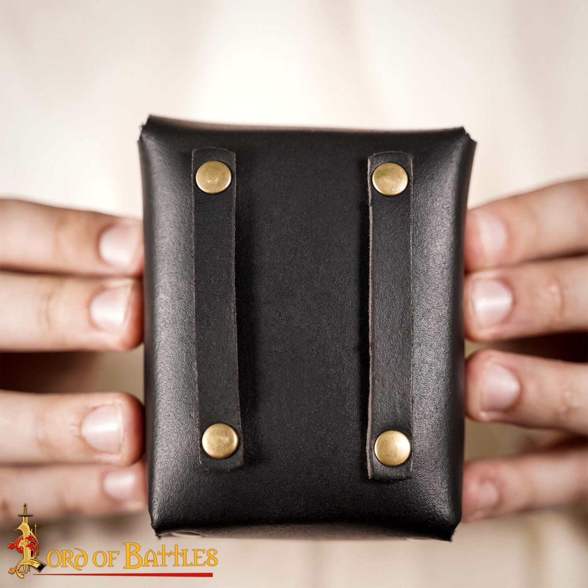 Bolsa de cinturón medieval en cuero 3 mm con broche de latón antiguo - imagen 16