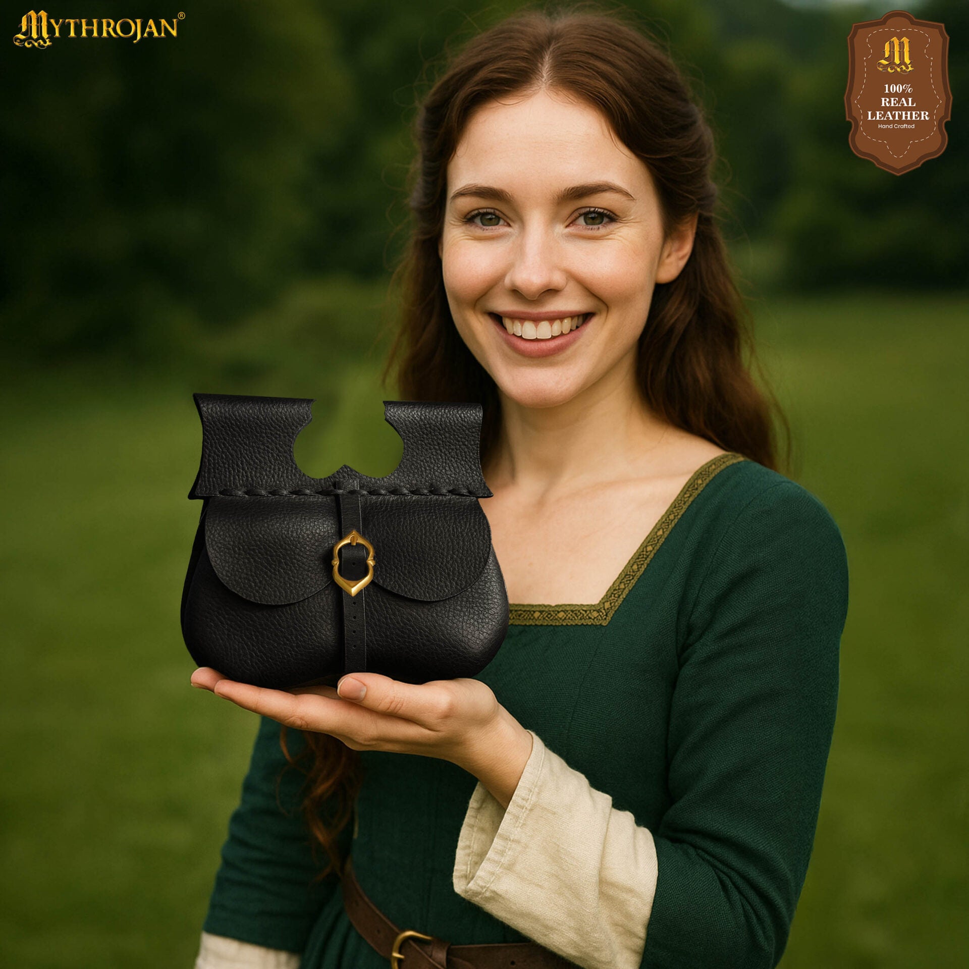 Bolsa riñón medieval de cuero para cinturón - imagen 2