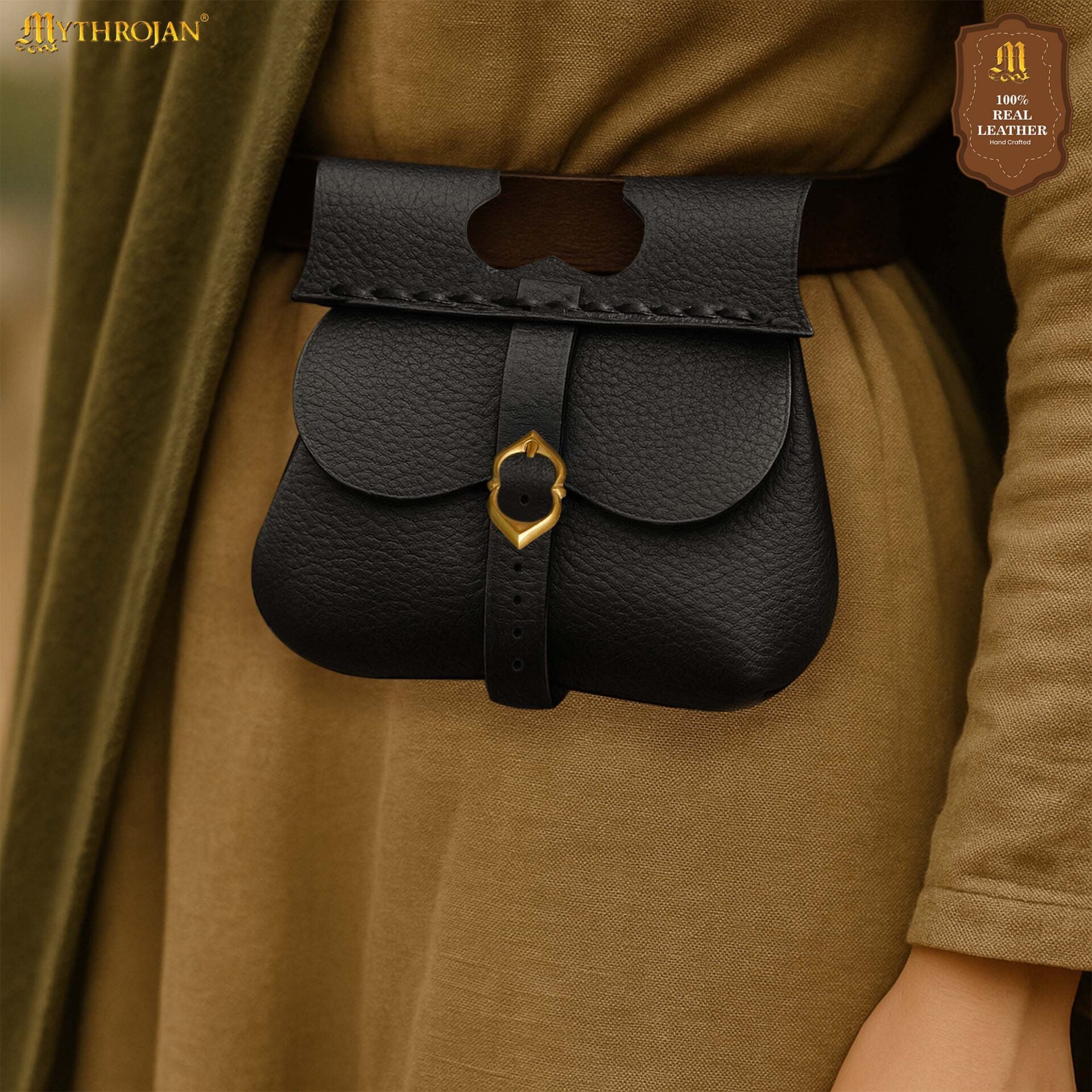 Bolsa riñón medieval de cuero para cinturón - imagen 6