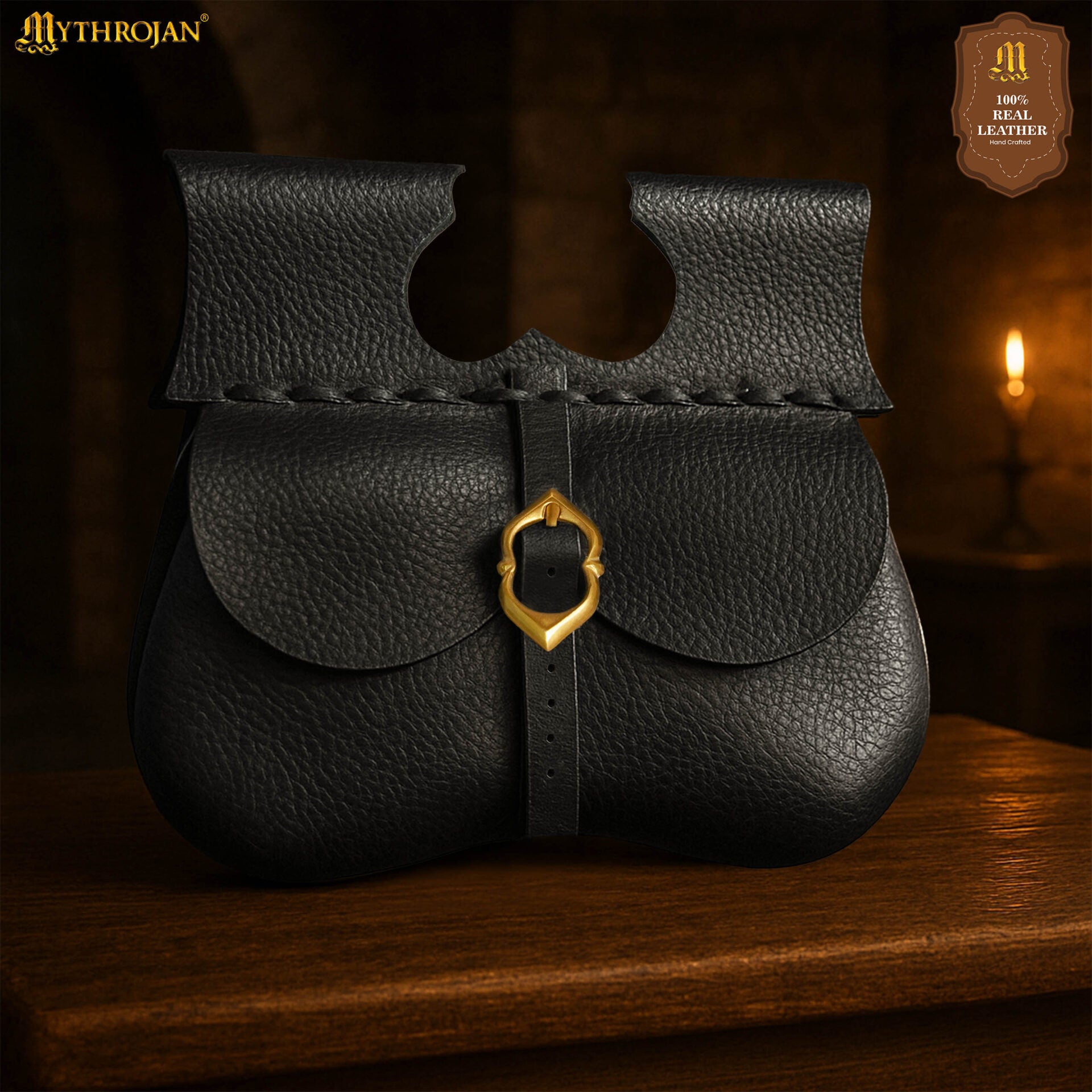 Bolsa riñón medieval de cuero para cinturón