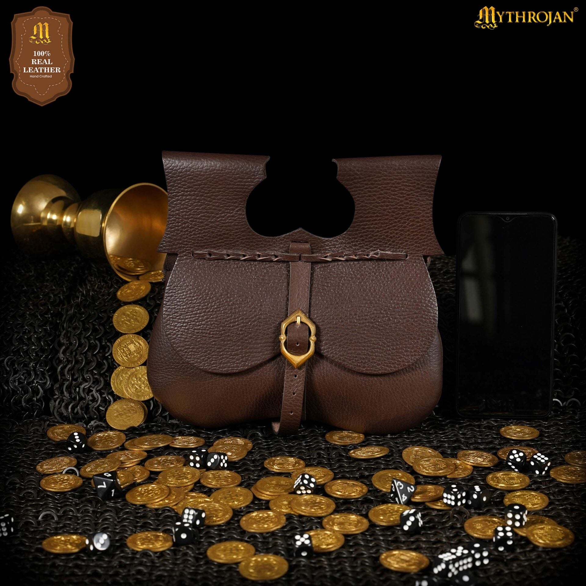 Bolsa riñón medieval de cuero para cinturón - imagen 5