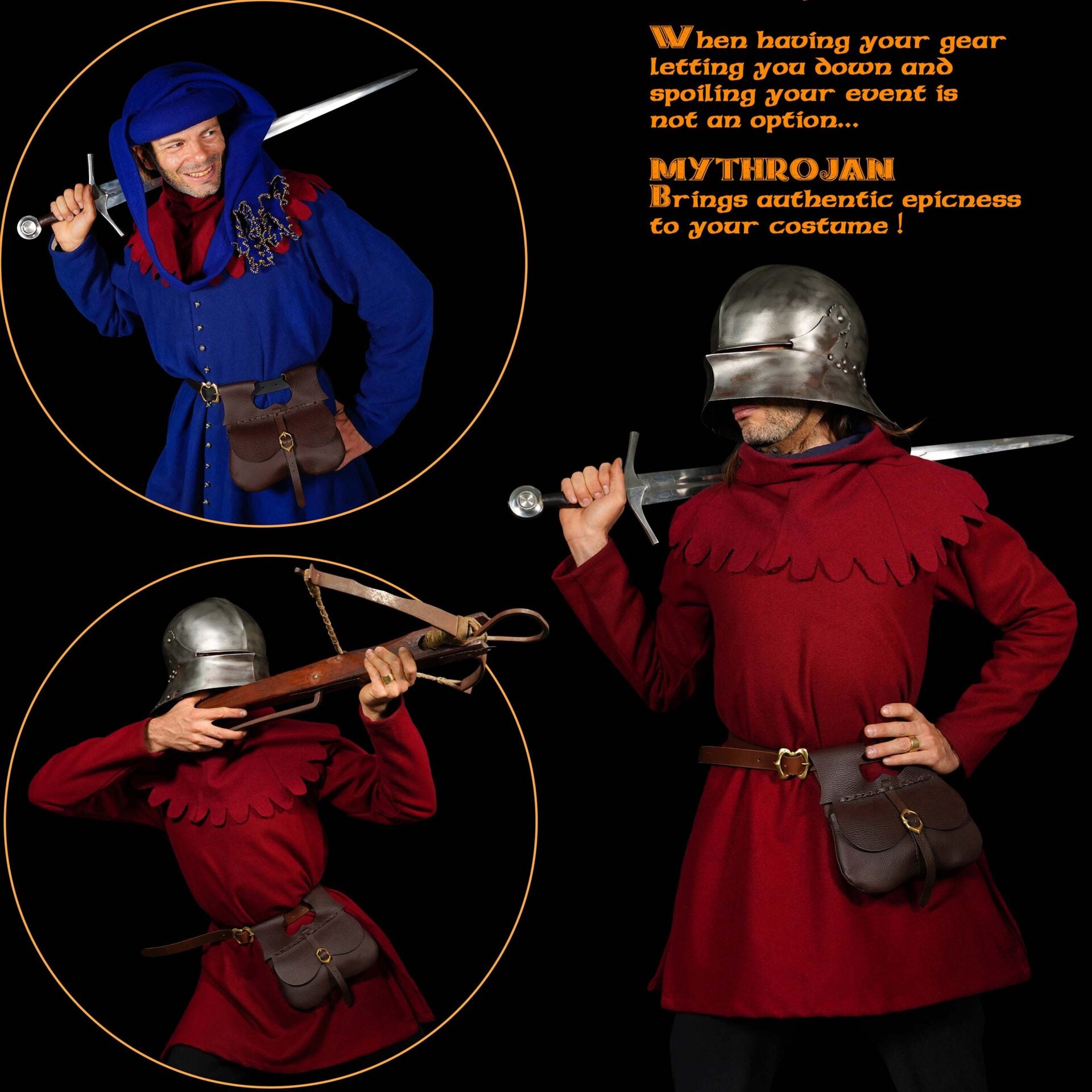 Bolsa riñón medieval de cuero para cinturón - imagen 28