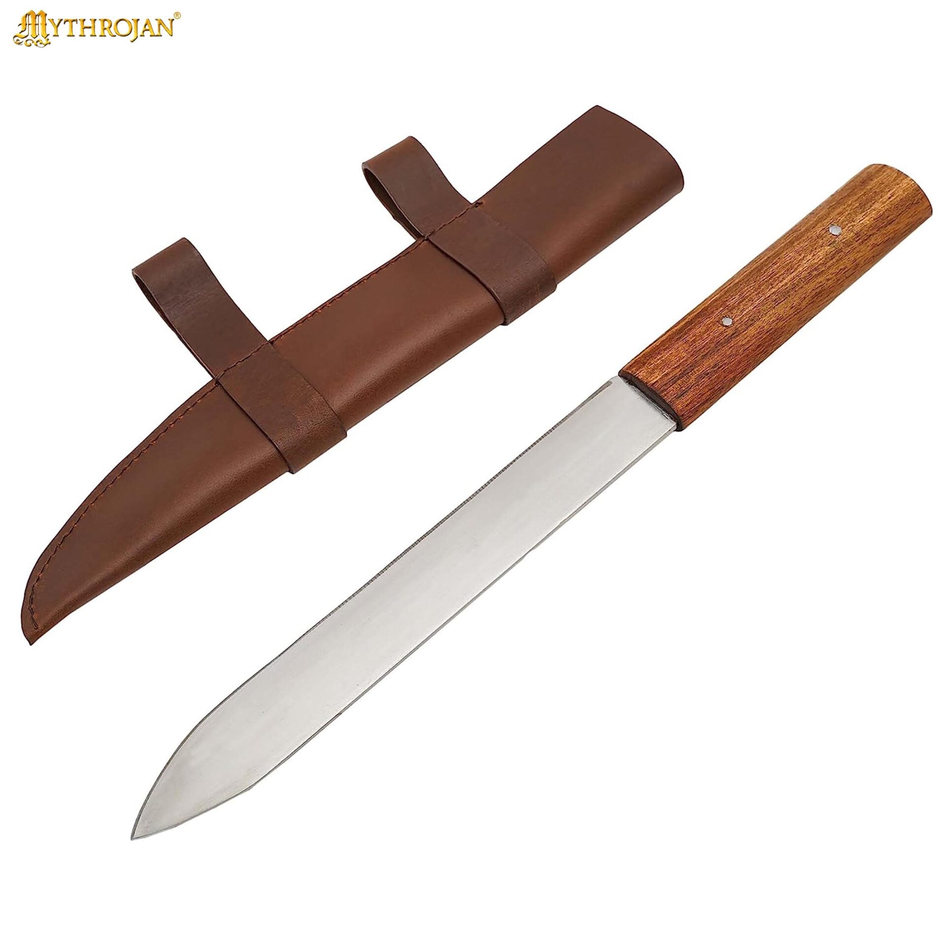 Cuchillo Seax Forjado a Mano - Hoja de Acero con Mango de Madera y Funda de Cuero - Imagen 4