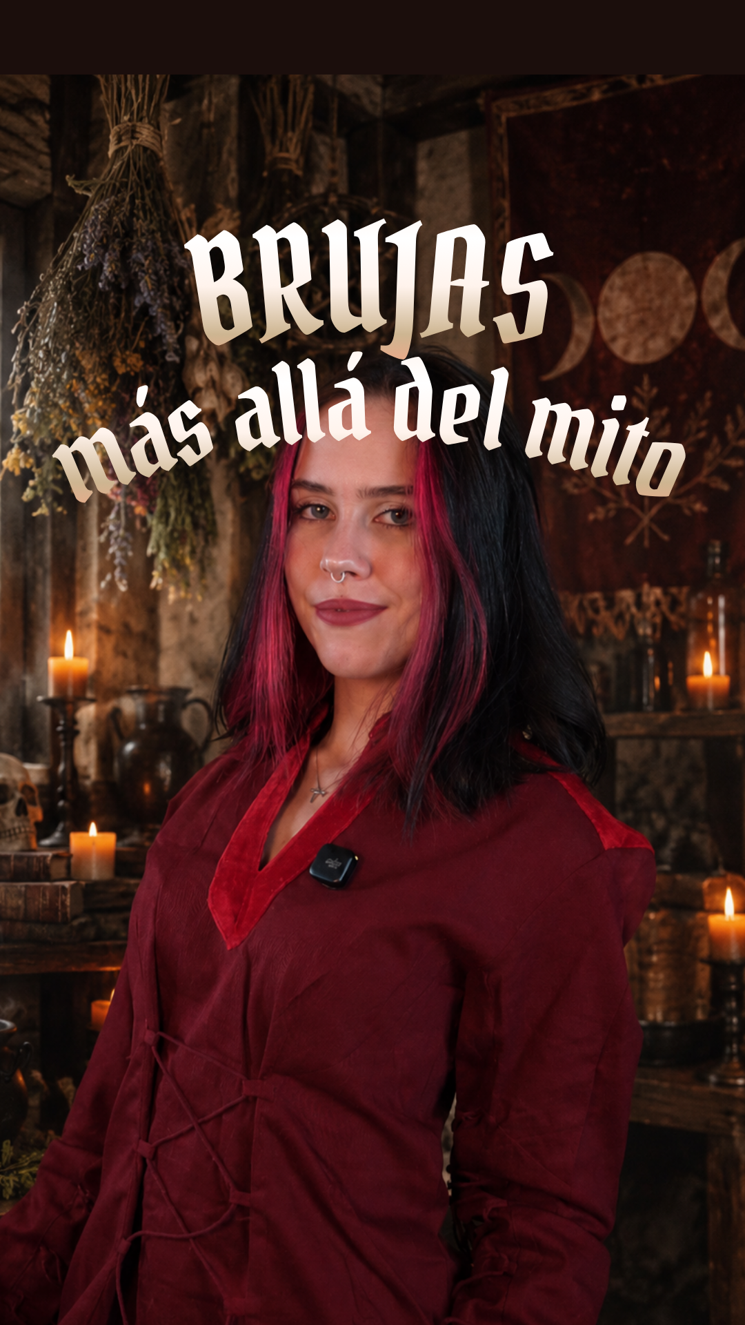 Vestido medieval Meira com detalhes em veludo, vinho tinto