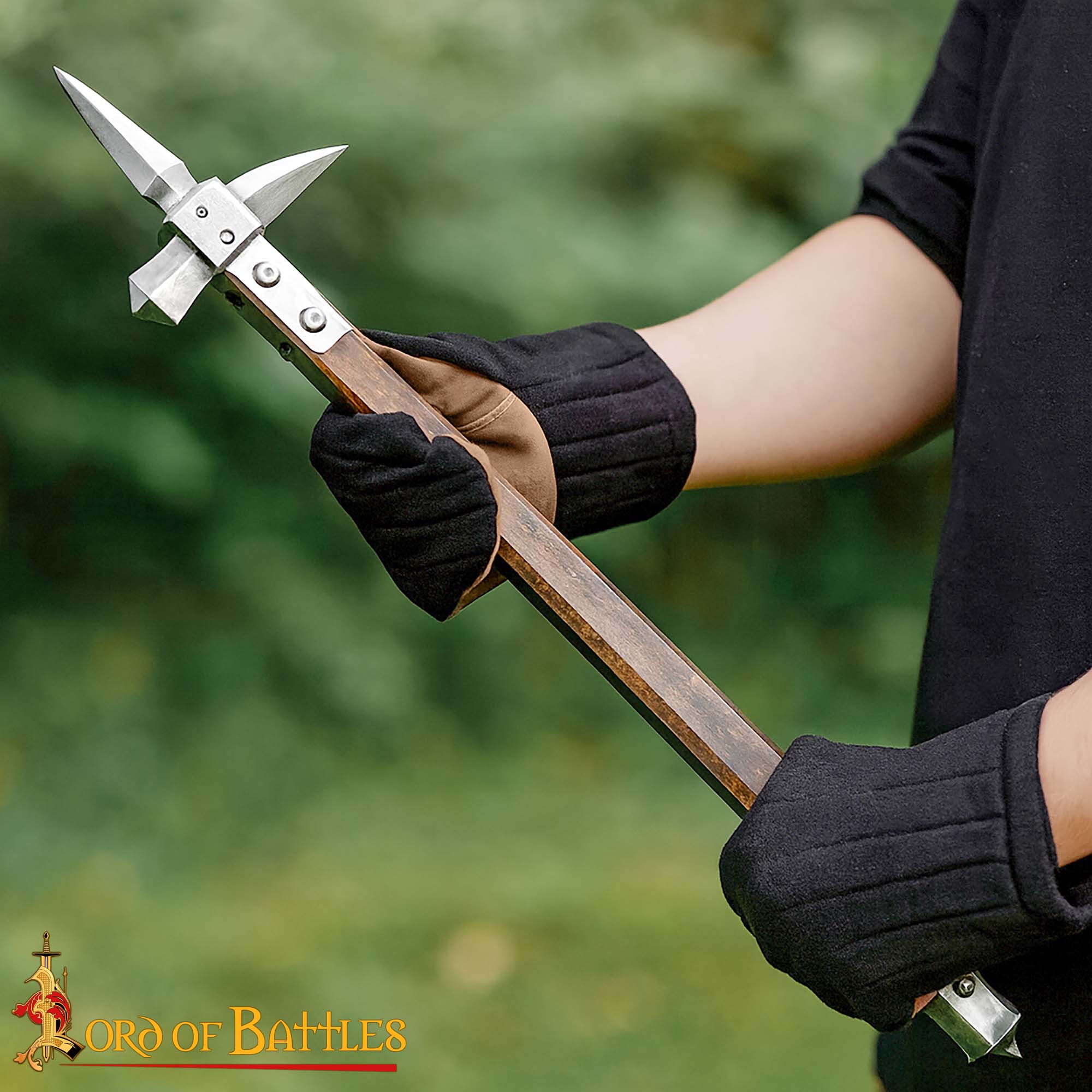 Guantes acolchados de lona de algodón con palma de cuero para recreación medieval - imagen 2