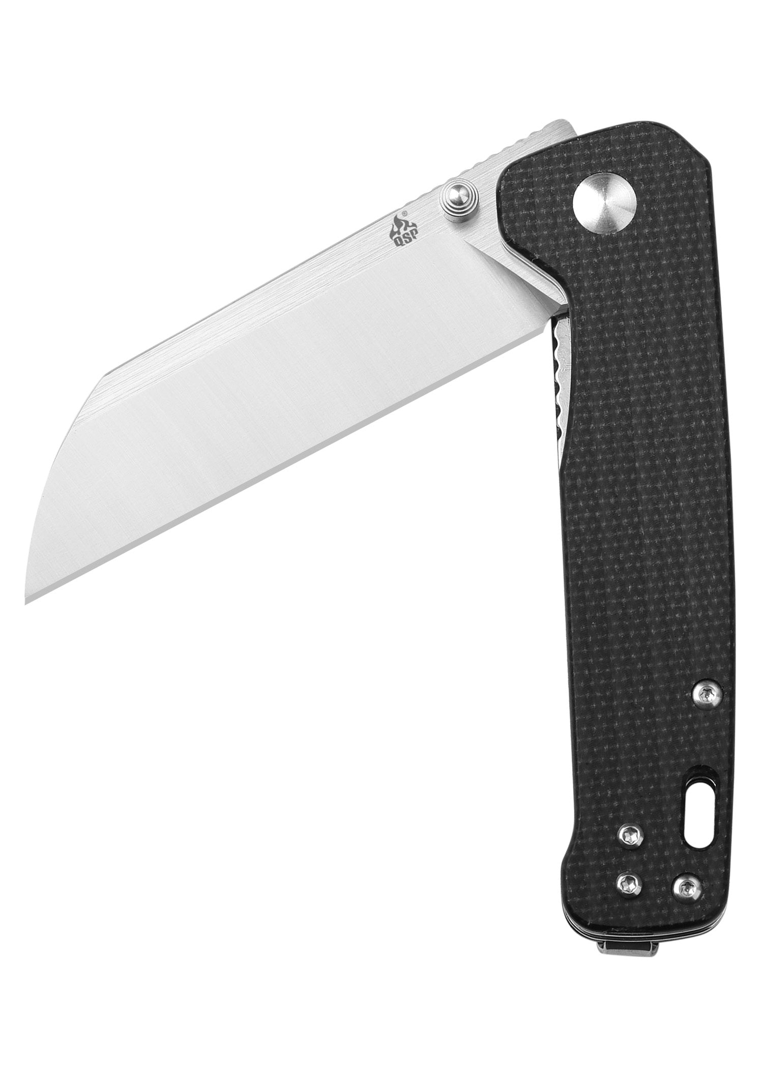 Imagen única de: Navaja Penguin, Hoja Satinada D2, Mango Micarta Negra