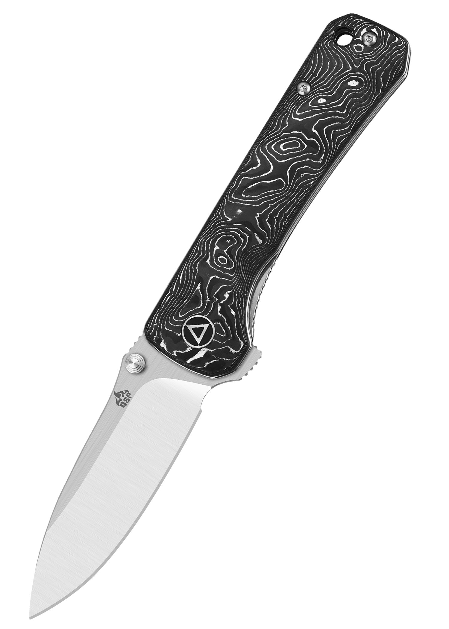 Imagen única de: Navaja Hawk, Hoja Satinada S35vn, Mango Cf De Lámina De Aluminio