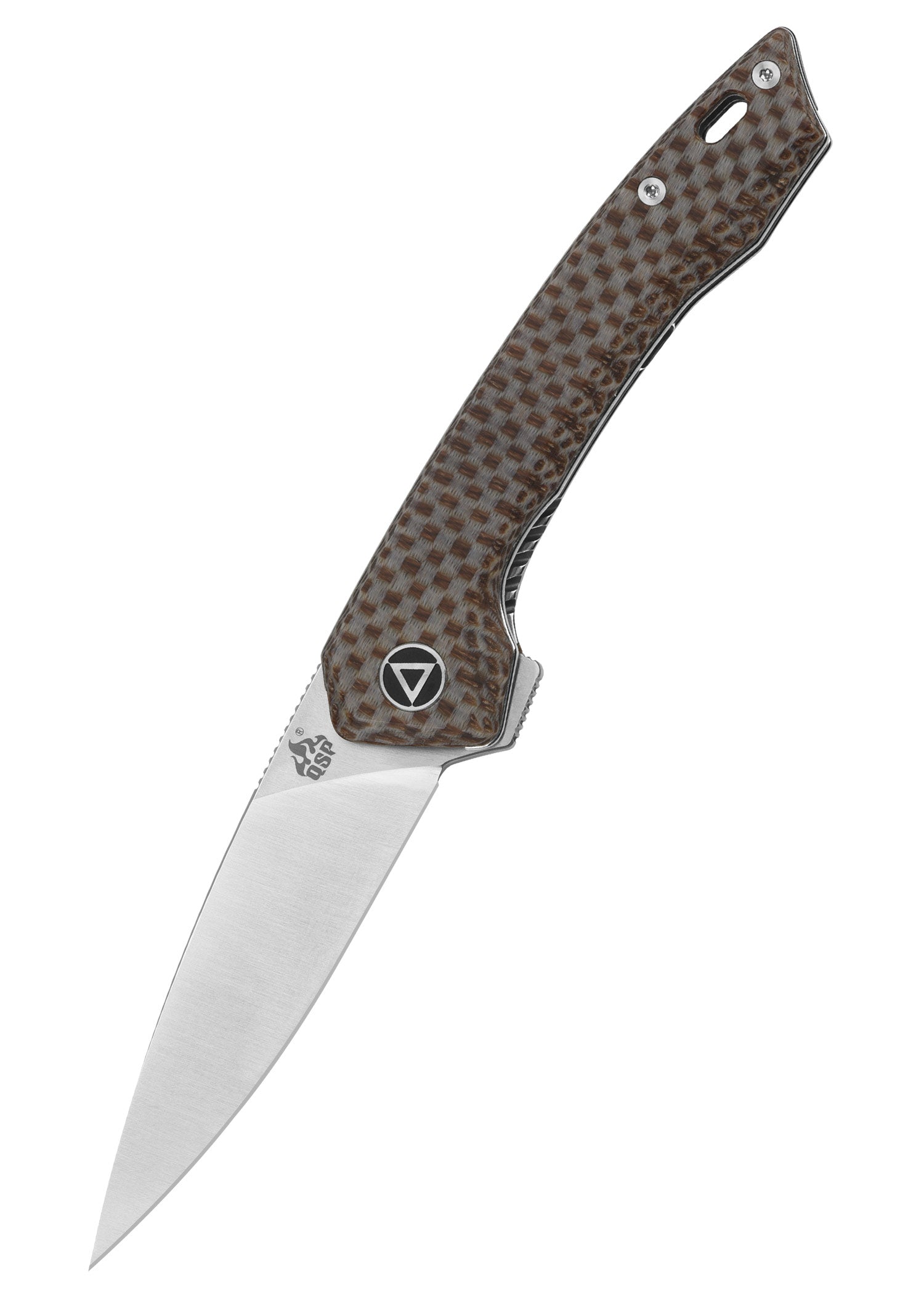 Imagen única de: Navaja De Bolsillo Leopardo, Hoja Satinada Y Mango De Micarta Texturizada Marrón.