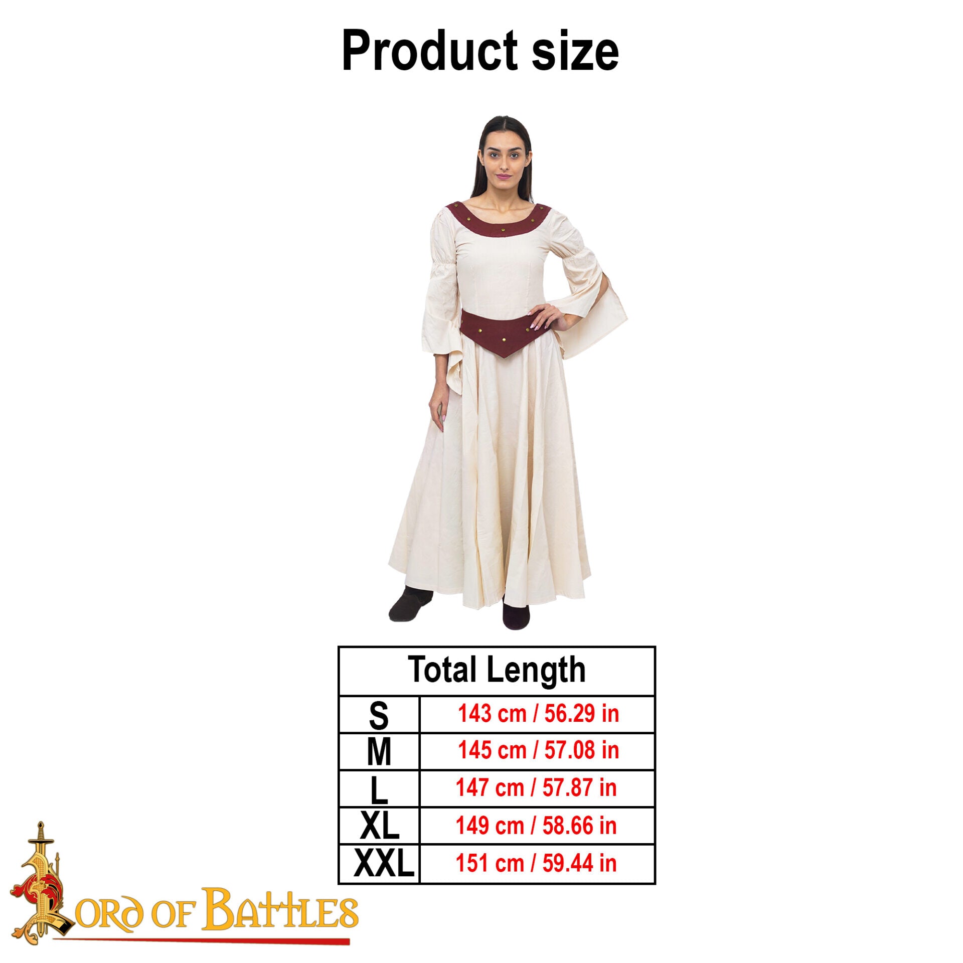 Vestido medieval campesina de algodón - crudo - imagen 3