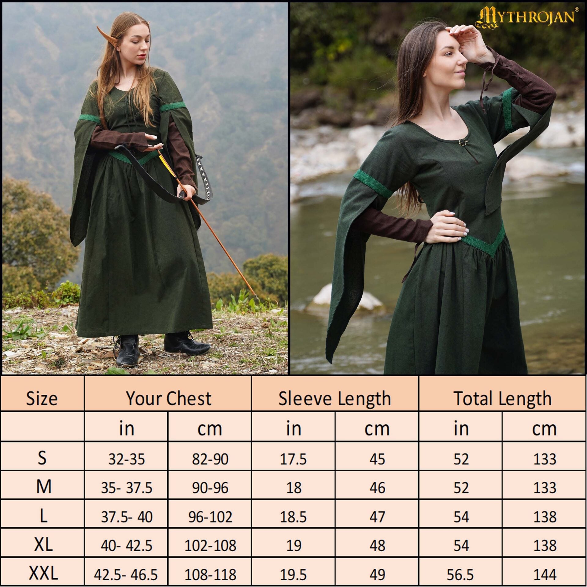 Vestido medieval Enchantress de algodón con mangas de lino - imagen 3