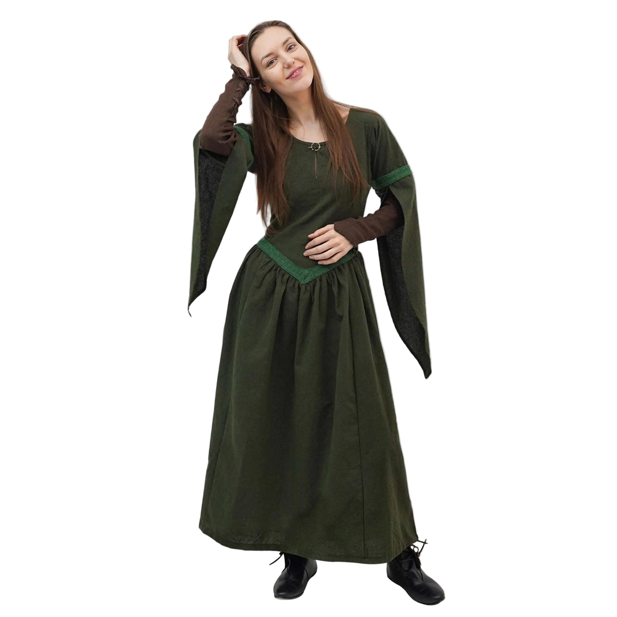 Imagen única de: Vestido Medieval Encantadora de algodón con mangas de lino