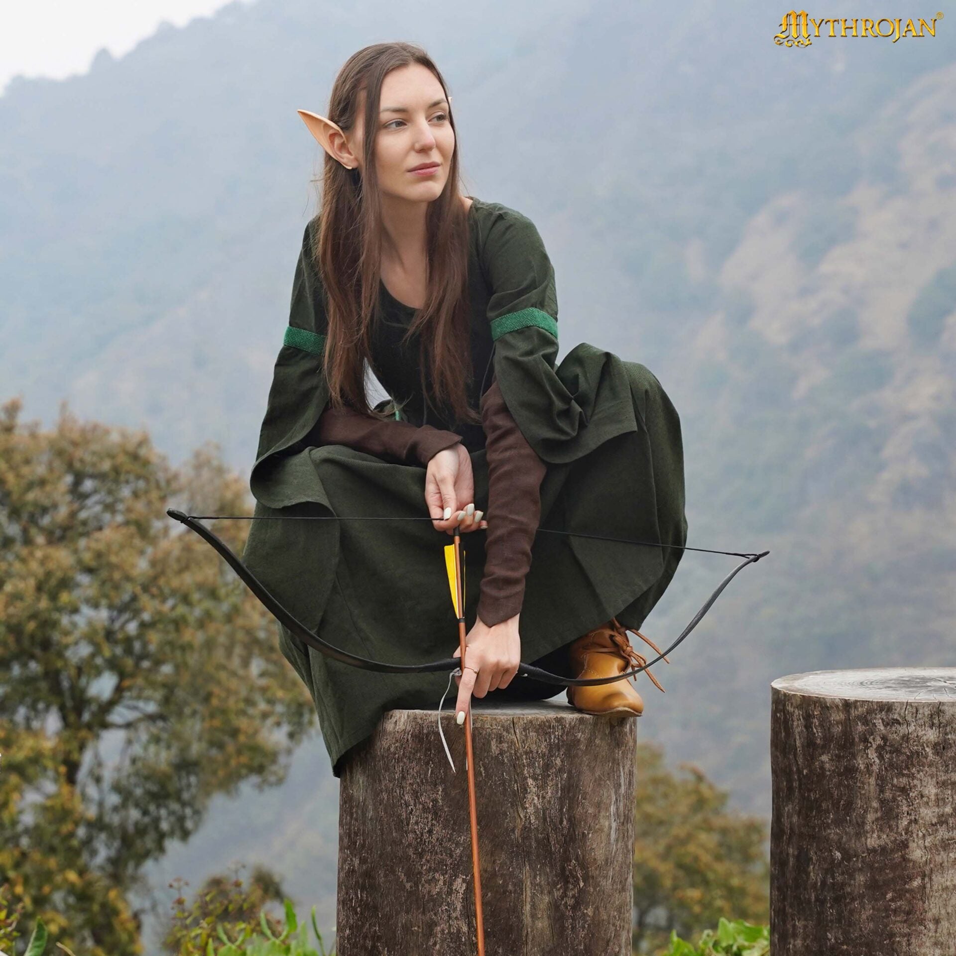 Vestido medieval Enchantress de algodón con mangas de lino - imagen 5