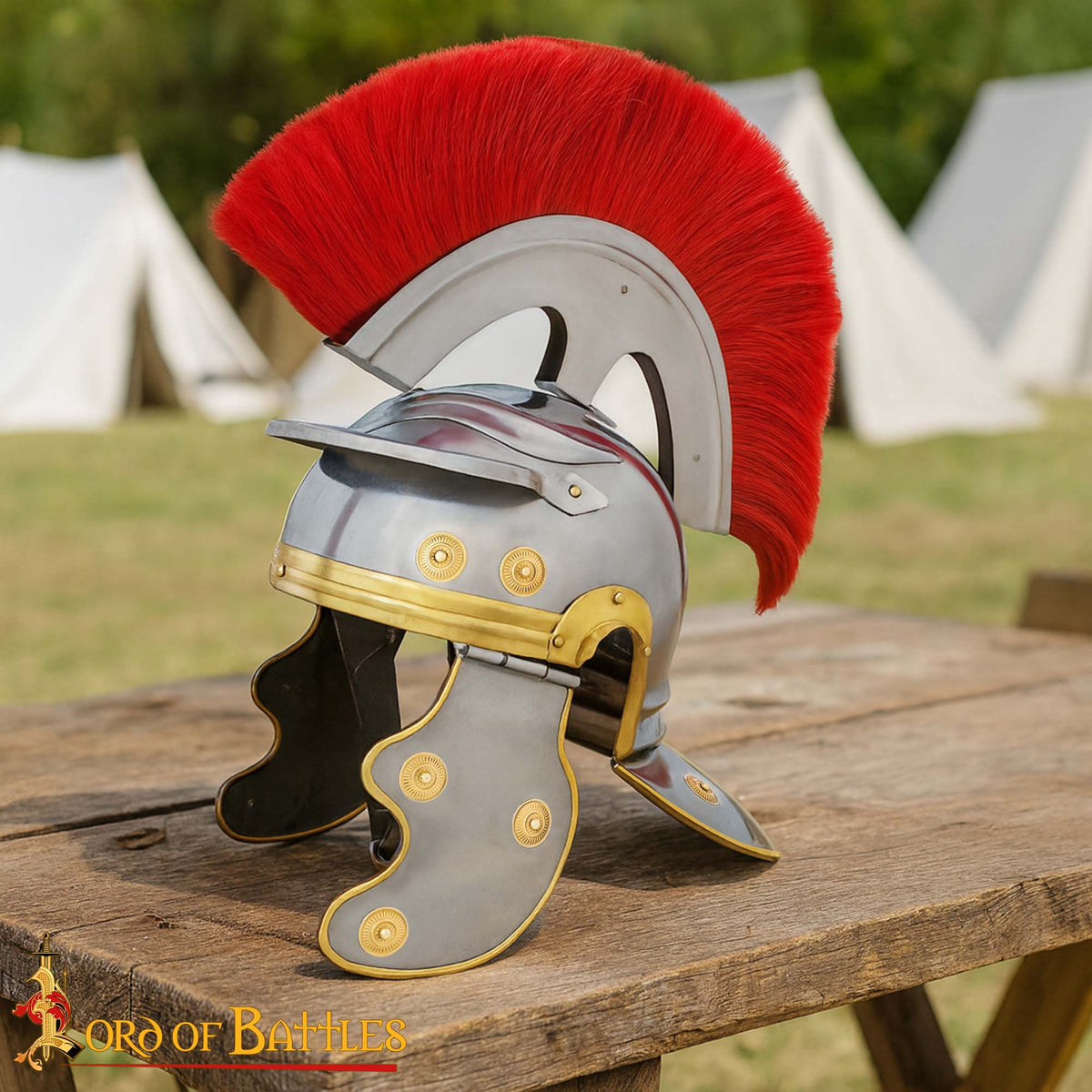 Casco de Centurión Romano con Cresta Roja y Adornos en Latón - imagen 19