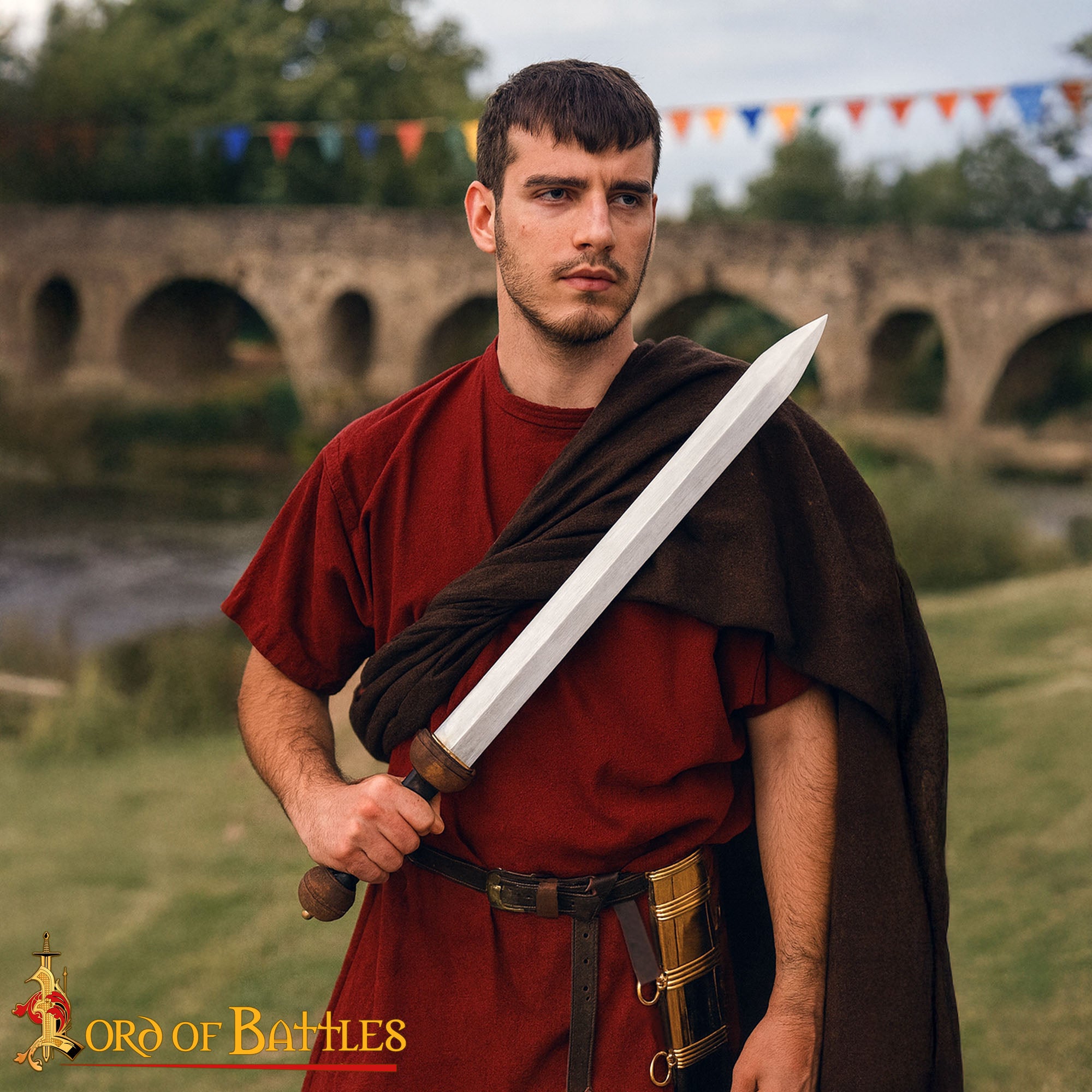 Gladius romano — Espada de colección con vaina y remates de latón - imagen 2