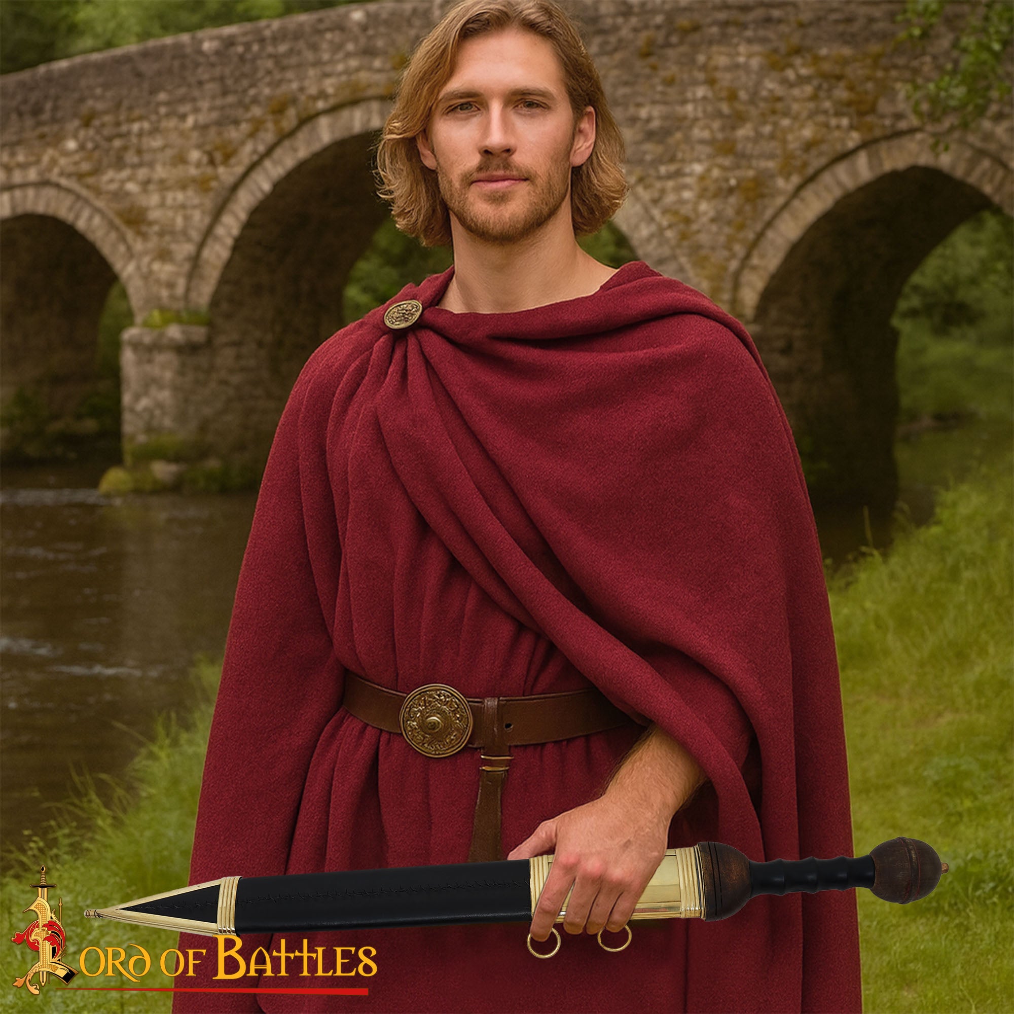 Gladius romano — Espada de colección con vaina y remates de latón - imagen 6