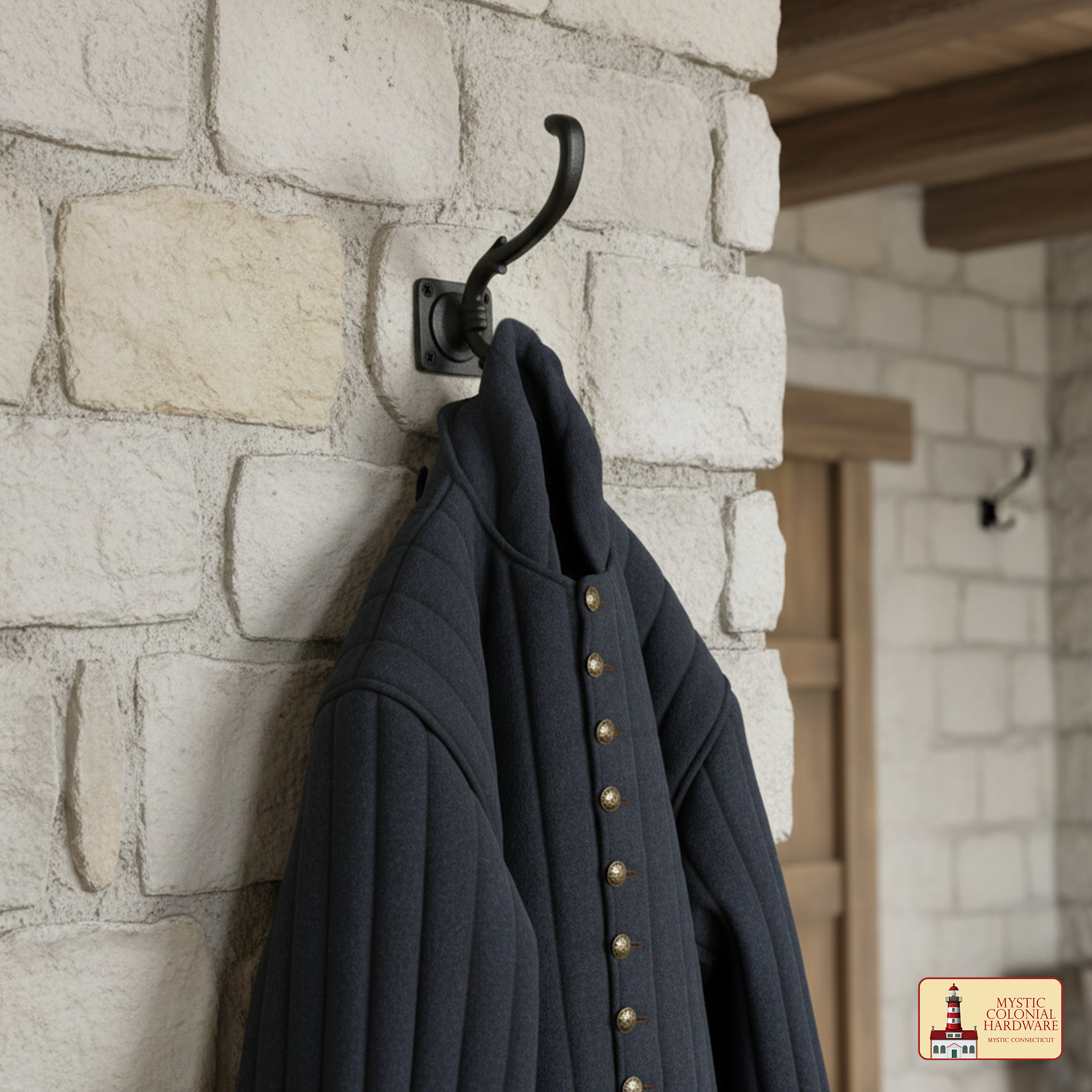 Juego de 2 ganchos de pared de hierro fundido, estilo retro (negro) - imagen 5