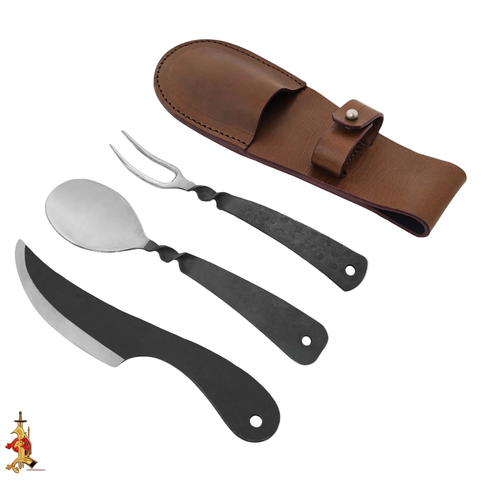 Juego de Cubiertos Viking Rústico - Acero Inoxidable con Funda de Cuero - Imagen 4