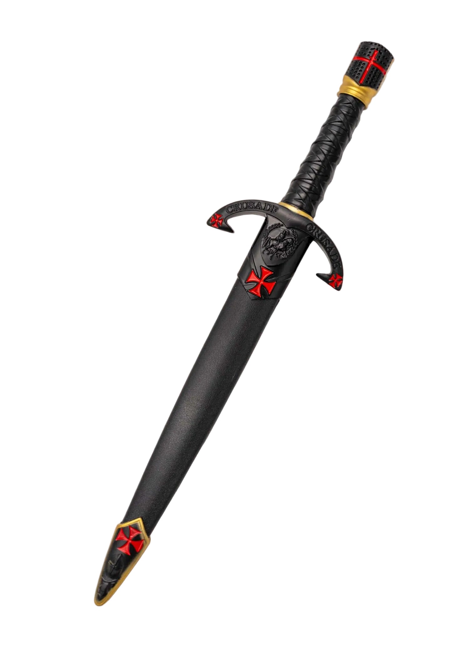 Imagen única de: Daga Decorativa Caballero Templario Negro – Cruz Roja y Detalles Dorados