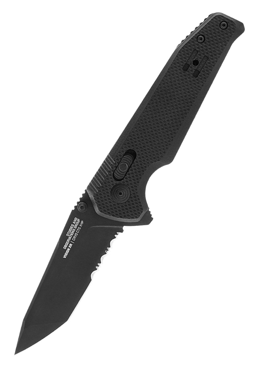 Imagen única de: Navaja De Bolsillo Vision Xr - Negra, Parcialmente Dentada, Sog