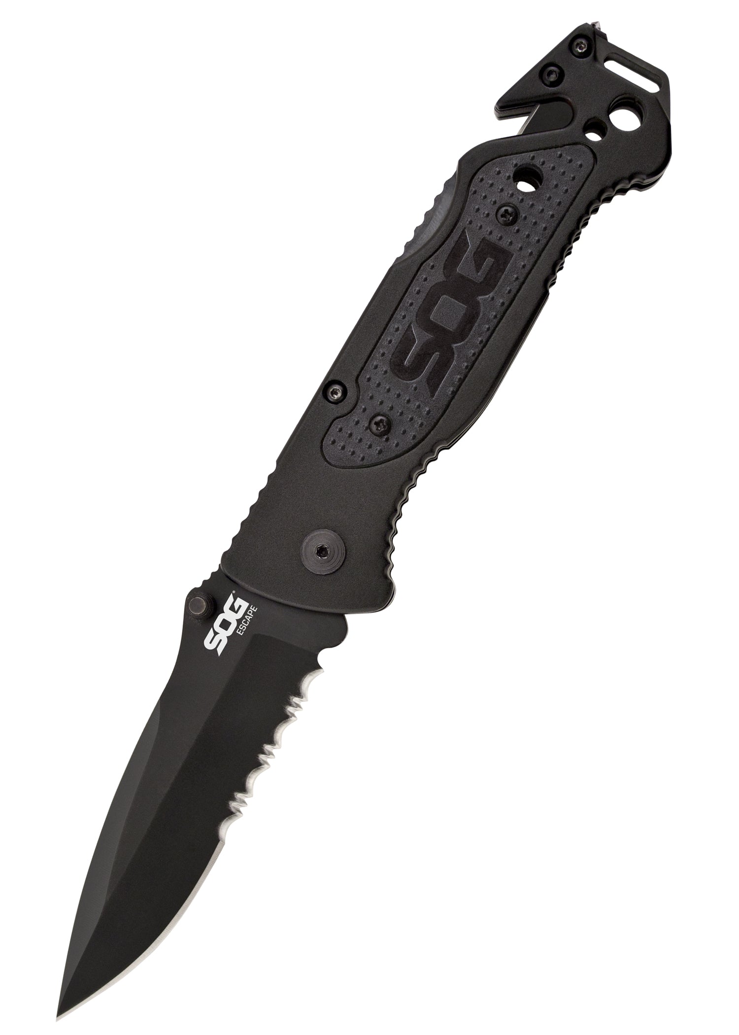 Imagen única de: Navaja Escape, Negra, Parcialmente Dentada, Sog