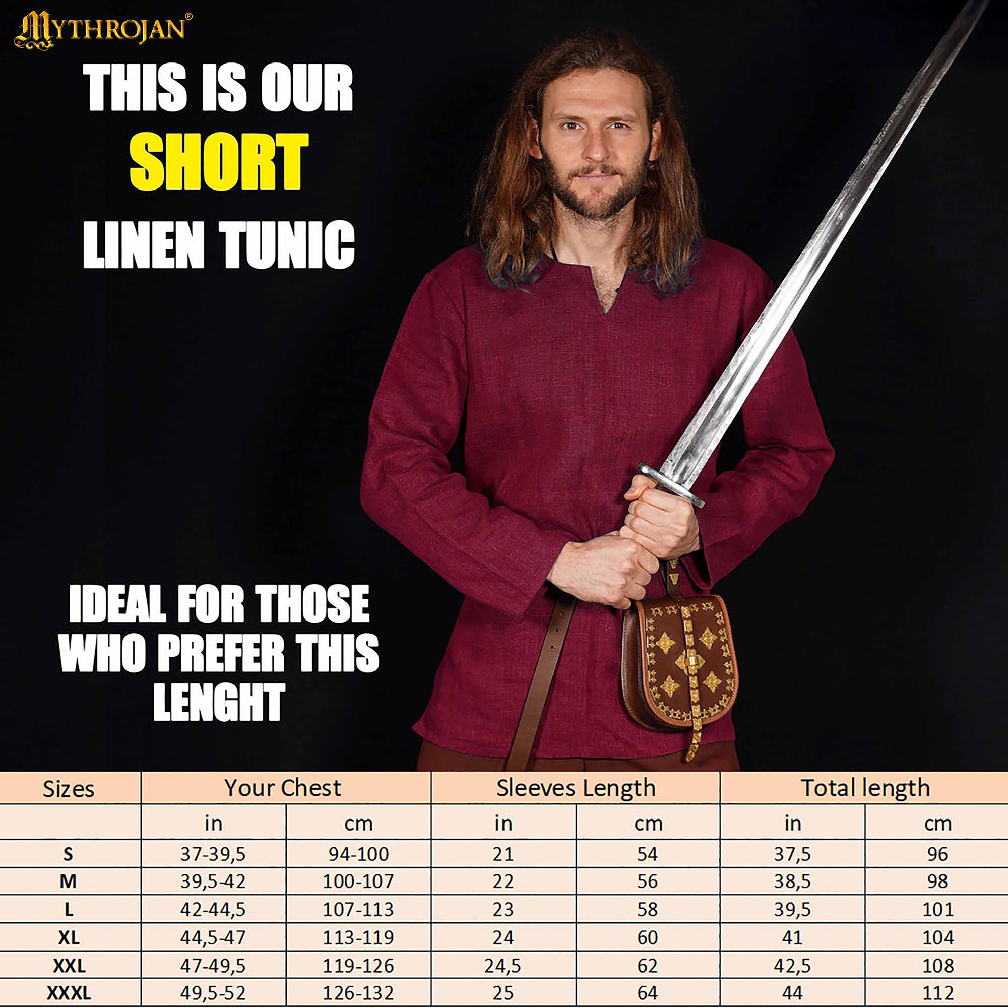 Túnica vikinga Sigrid de lino — corta para LARP y recreación - imagen 10