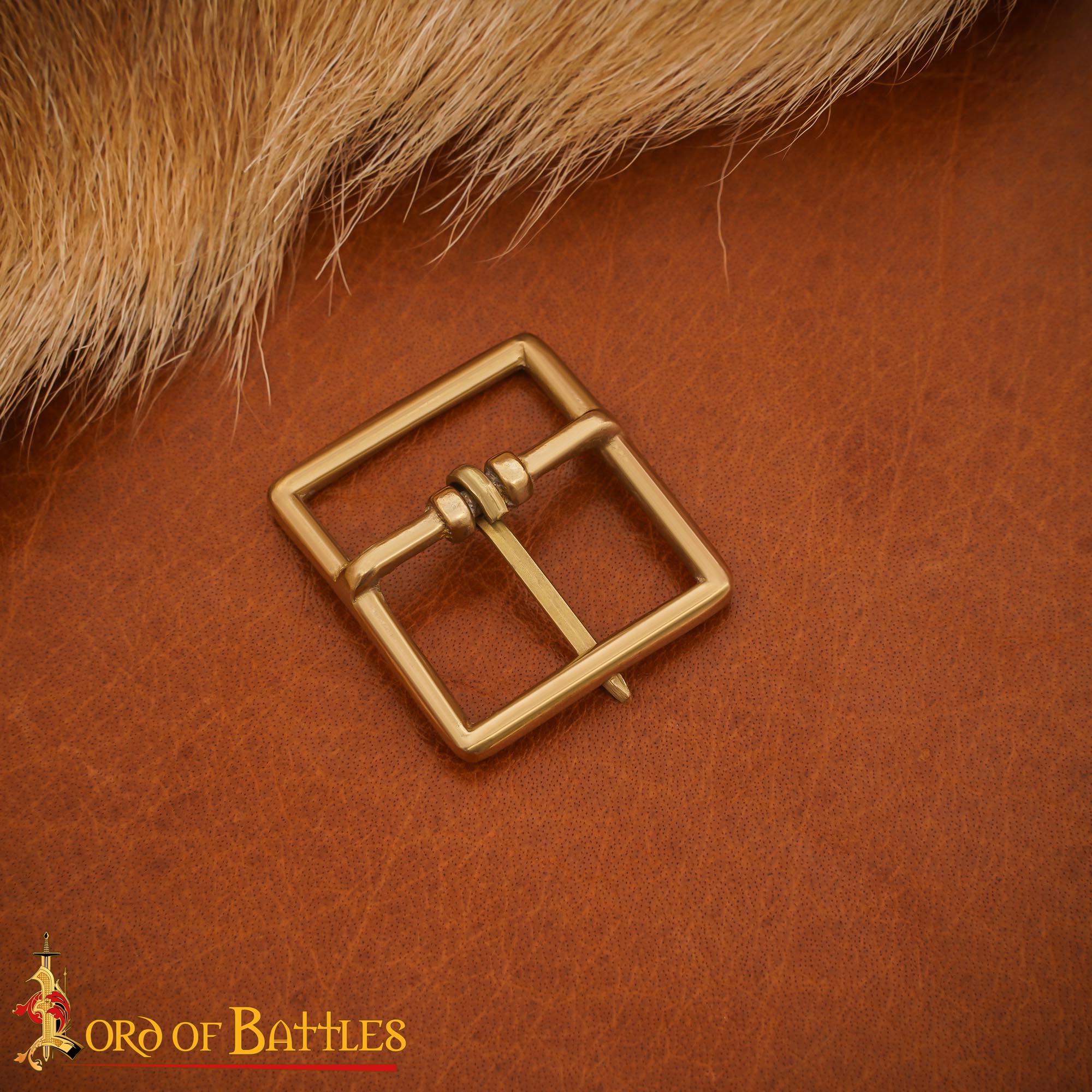 Imagen única de: Hebilla Medieval de Latón para Cinturón - Rectangular Maciza