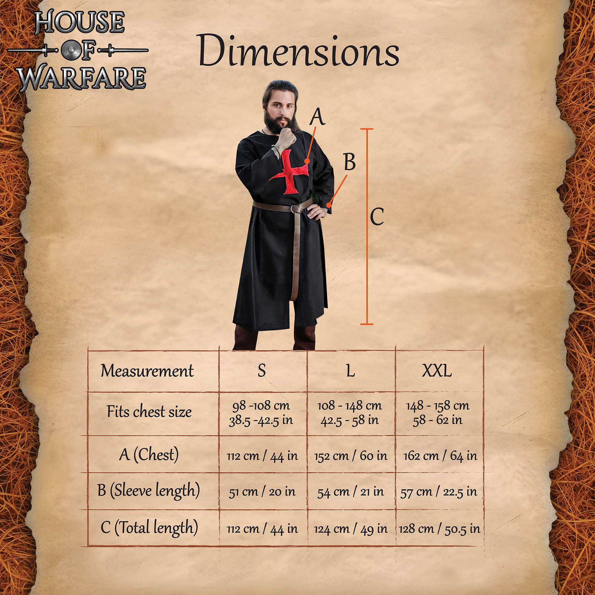 Túnica templaria negra con cruz roja - imagen 3