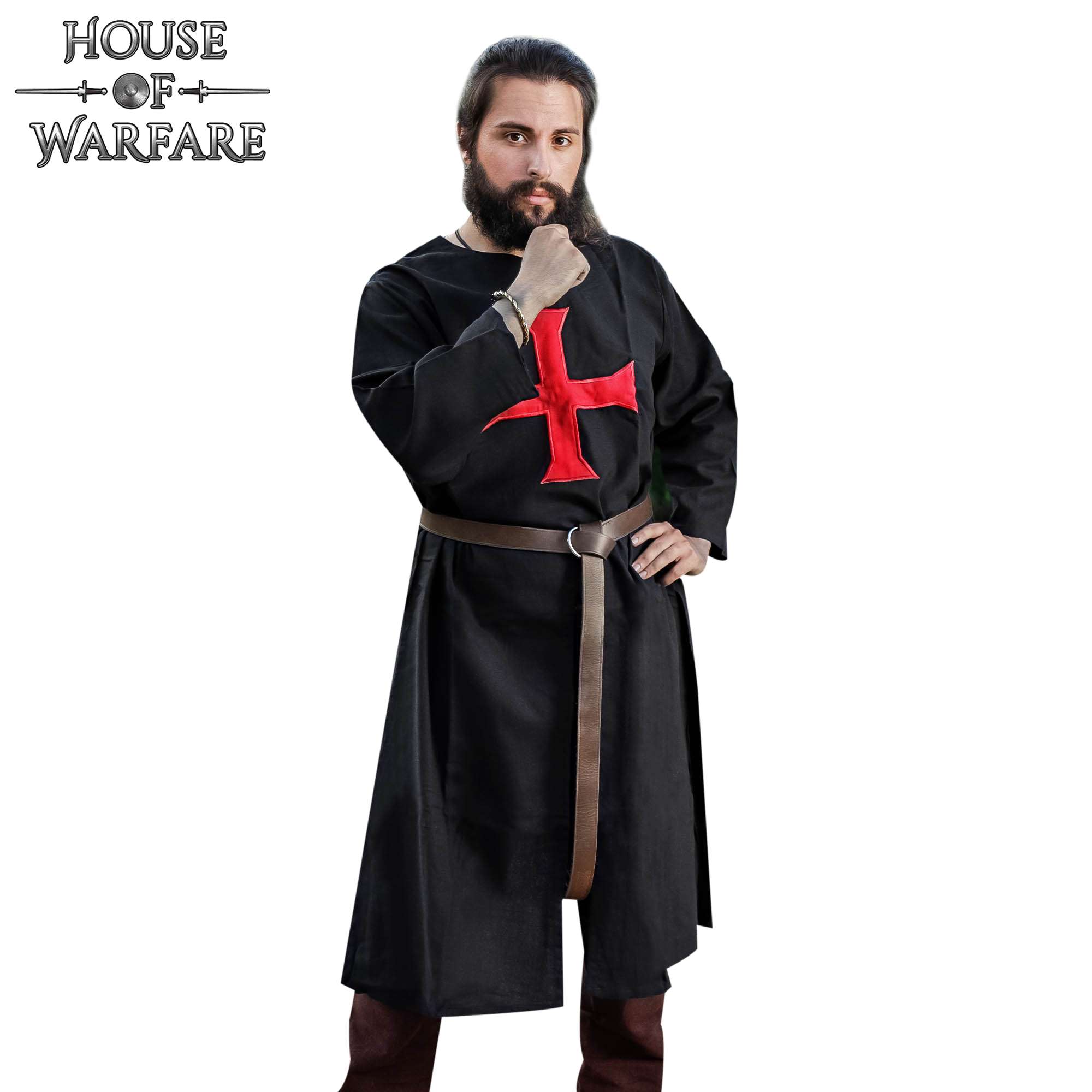 Túnica templaria negra con cruz roja - imagen 4