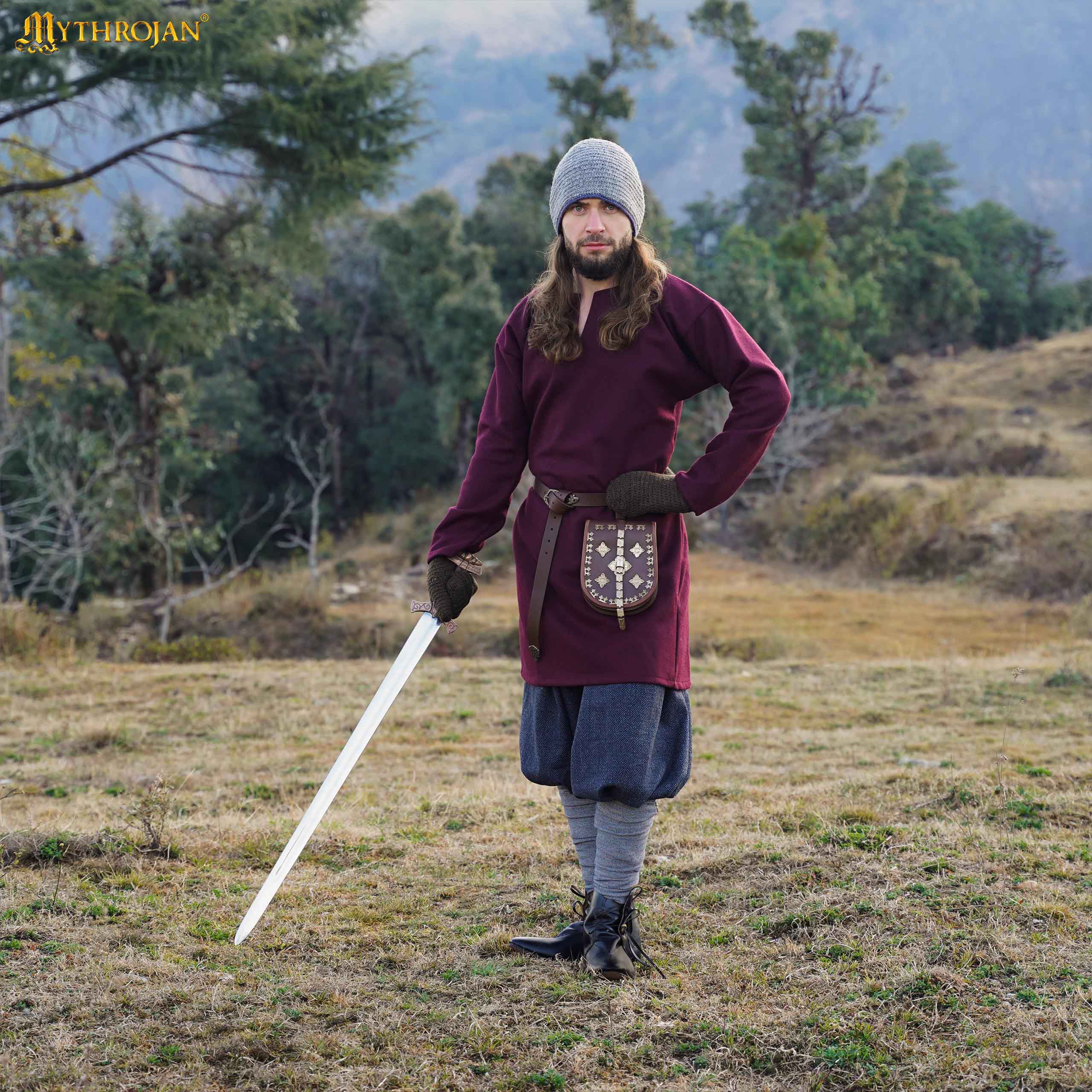 Túnica vikinga Erik de lana reciclada - color vino