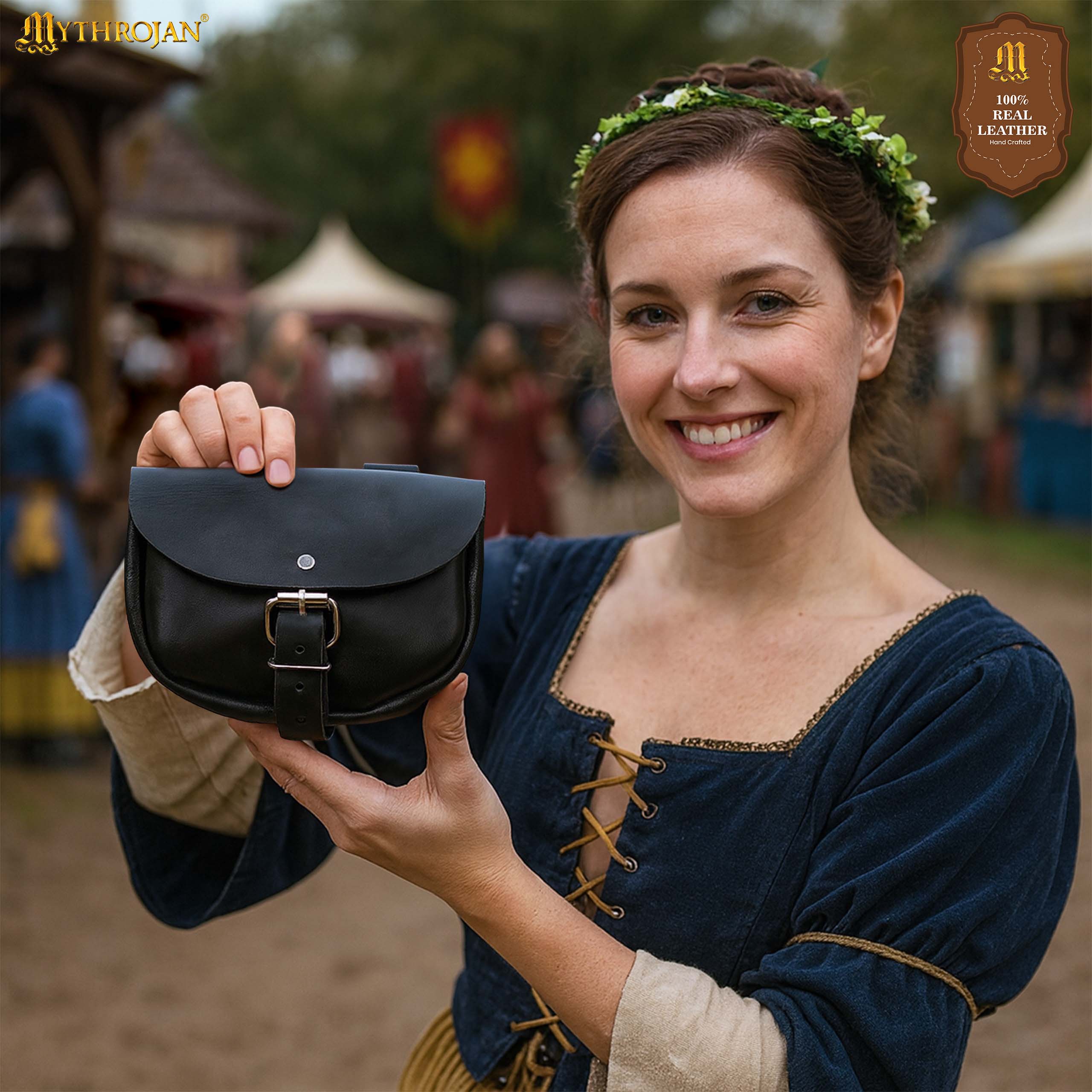 Bolsa de cinturón medieval de cuero para LARP, SCA y Renacimiento - imagen 4