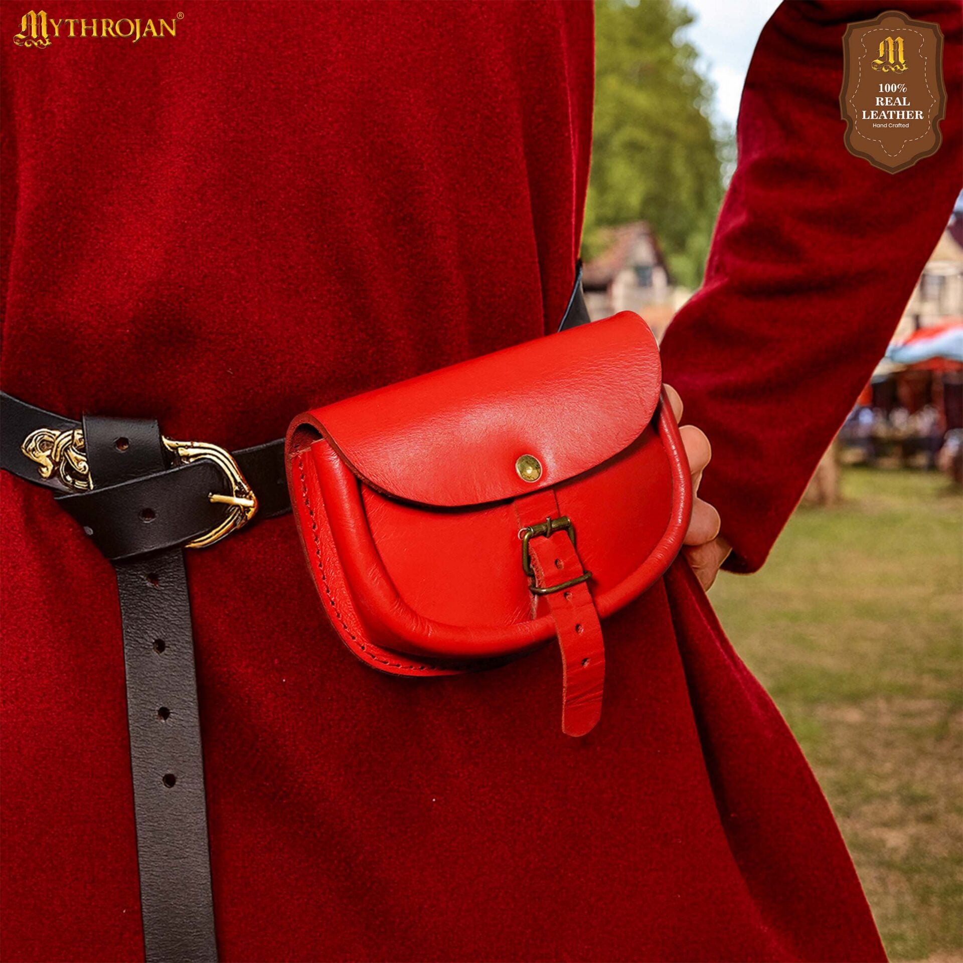 Bolsa de cinturón medieval de cuero para LARP, SCA y Renacimiento - imagen 7