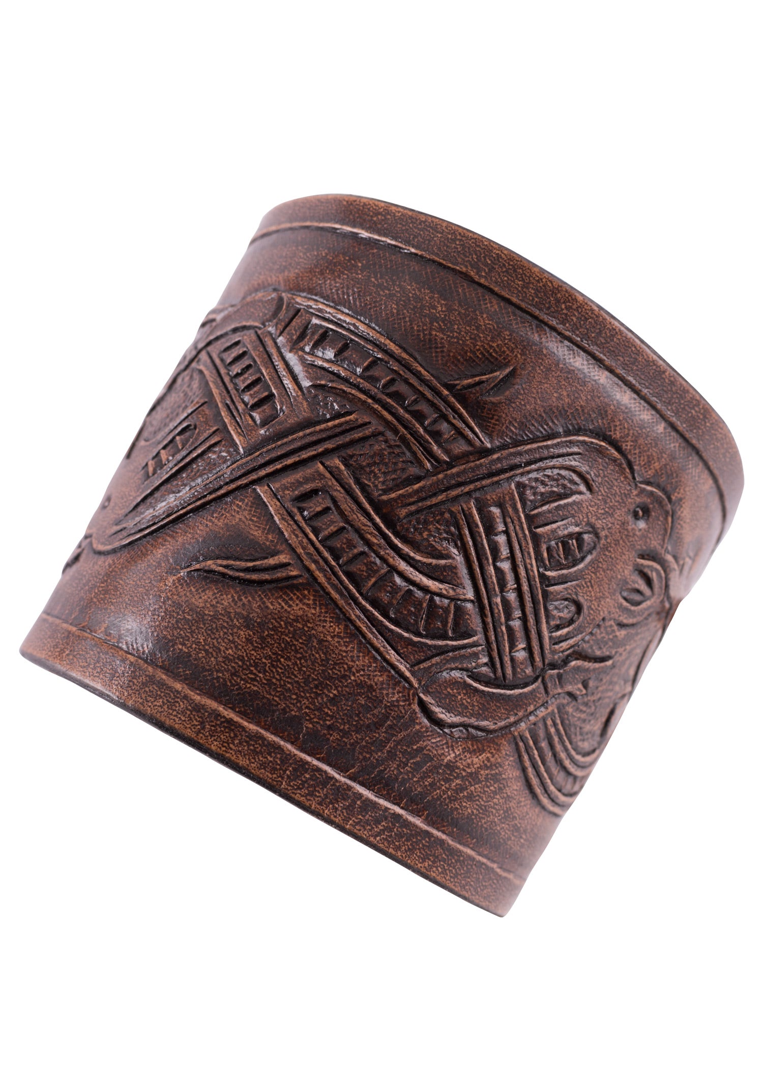 Imagen única de: Protectores De Brazos De Cuero Con Motivo De Dragón En Relieve, Estilo Gelatina, Marrón Oscuro