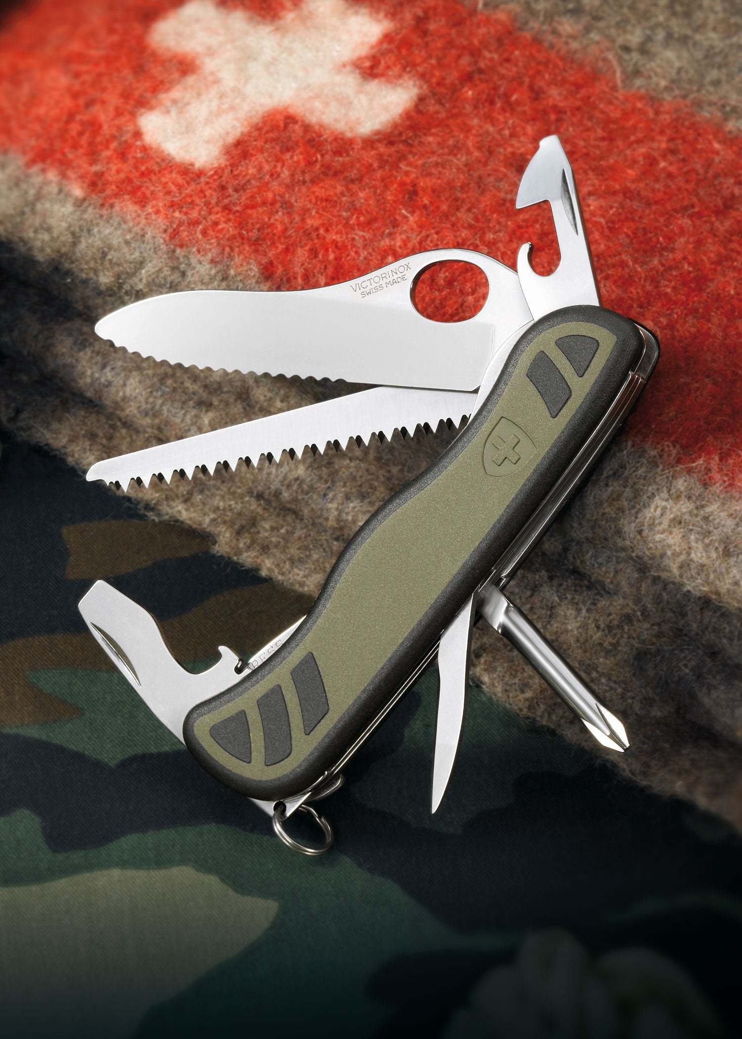 Imagen única de: Cuchillo Soldado Suizo 08, Verde/negro