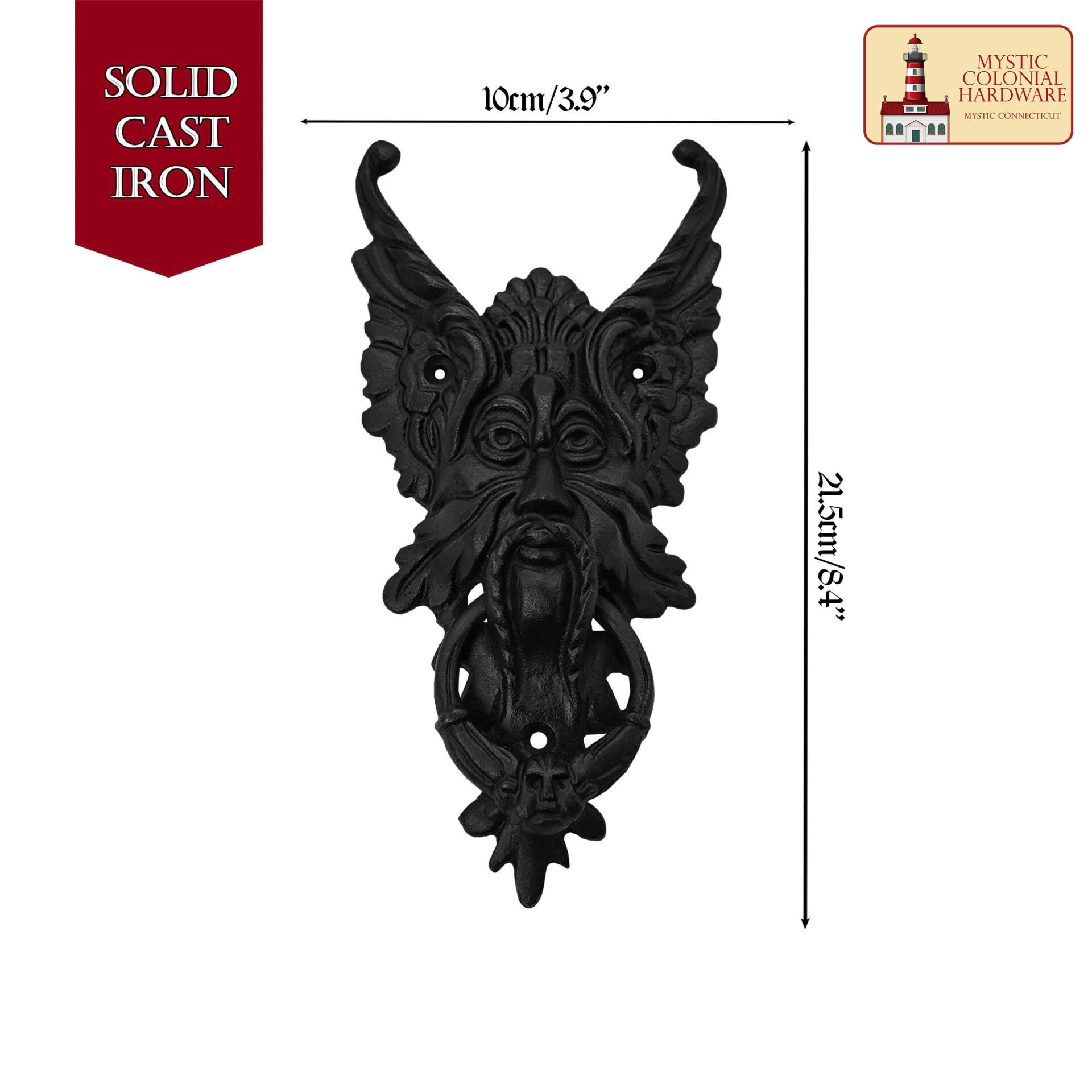 Picaporte Oberon negro para puerta - 8.2 x 3.9 pulgadas (hecho a mano) - imagen 3