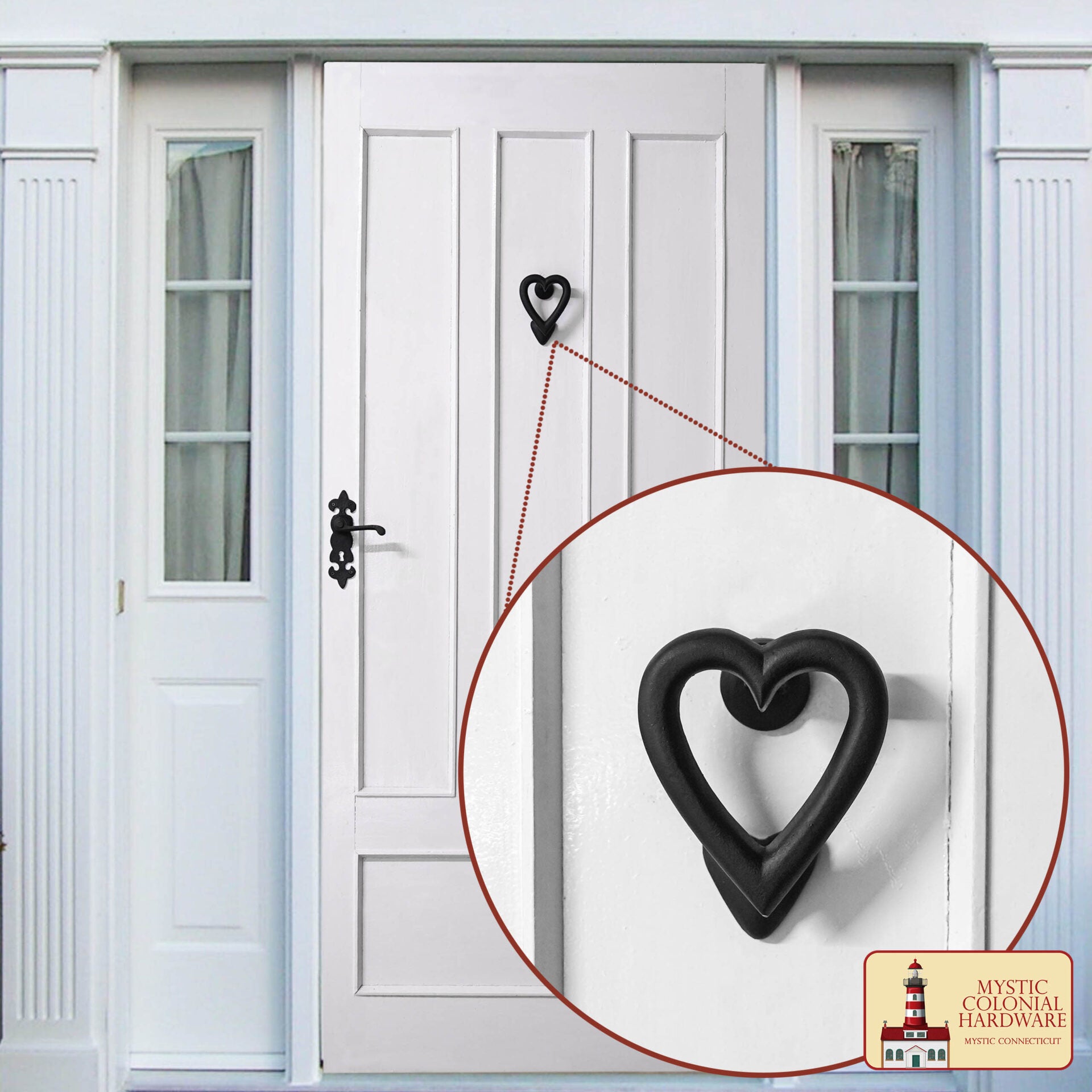 Aldaba de puerta con corazón en hierro forjado 4.5 x 4 pulg - imagen 2