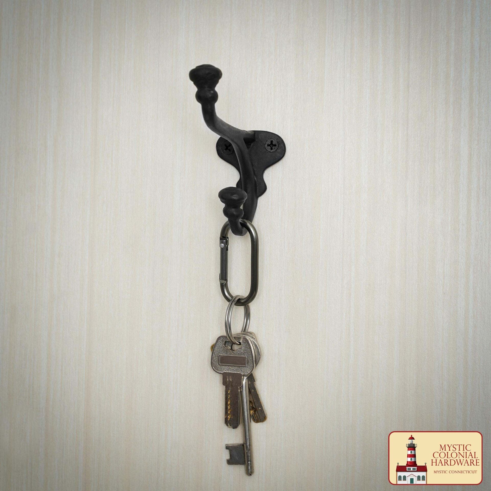 Imagen única de: Ganchos de Pared Rústicos de Hierro Fundido, Ganchos Utilitarios Retro Resistentes para Colgar Abrigos, Bolsos, Toallas, Batas, Sombreros y Más, Paquete de 2, Negro