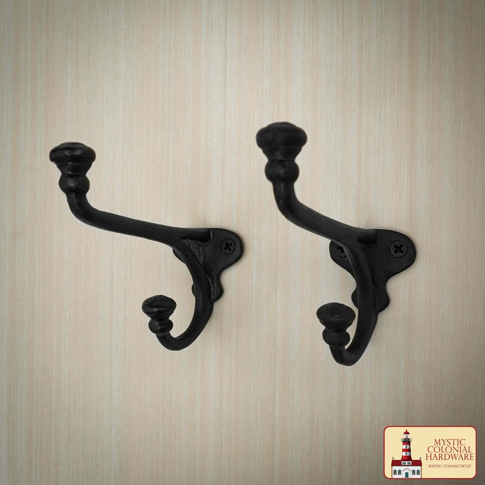 Imagen única de: Ganchos de Pared Rústicos de Hierro Fundido, Ganchos Utilitarios Retro Resistentes para Colgar Abrigos, Bolsos, Toallas, Batas, Sombreros y Más, Negro