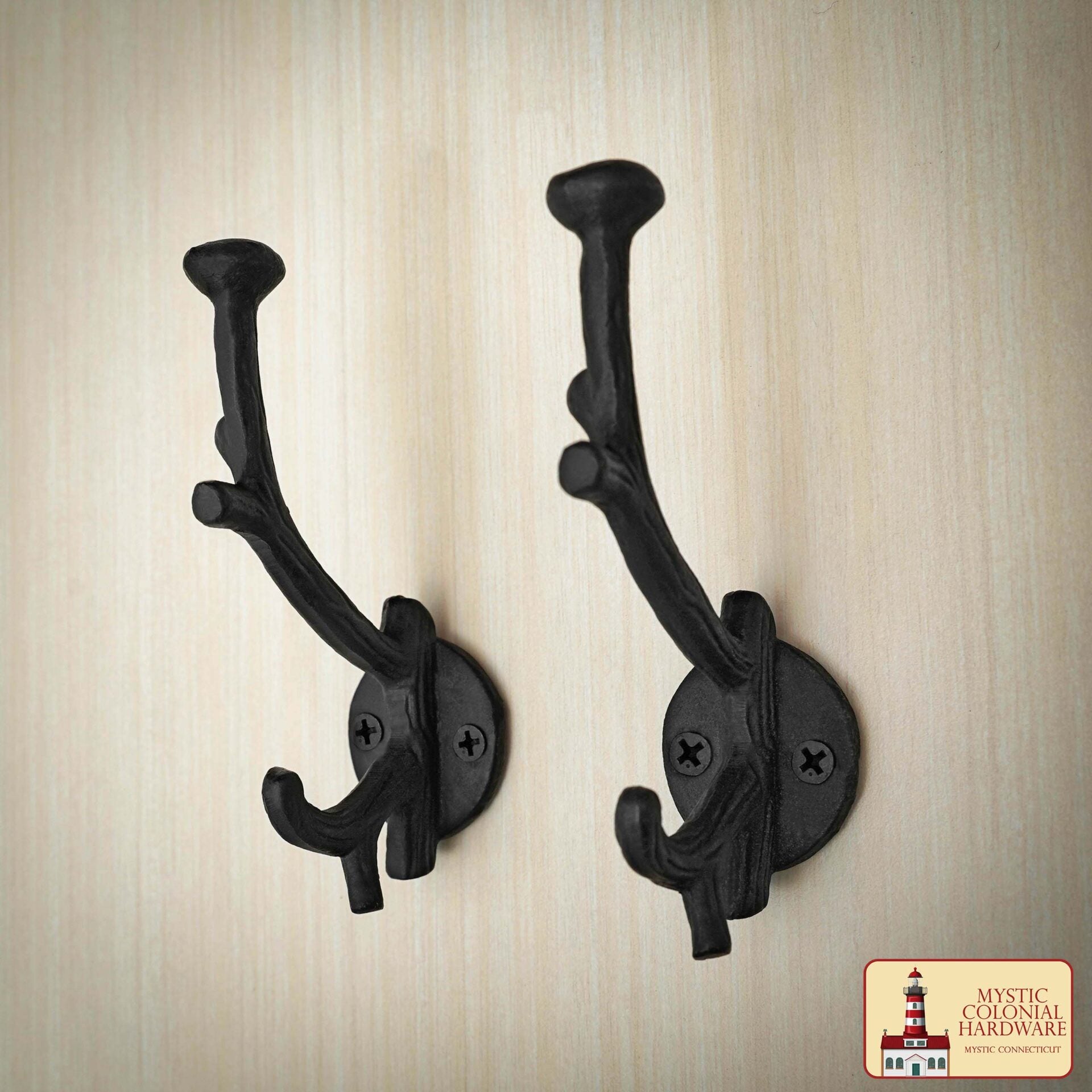 Imagen única de: Rústico de Hierro Fundido Ganchos de Pared, Heavy Duty Retro Utilidad Ganchos para Colgar el Abrigo, Bolsa, Toalla, Bata, Sombrero y Más, Acabado: Aceite Ennegrecido