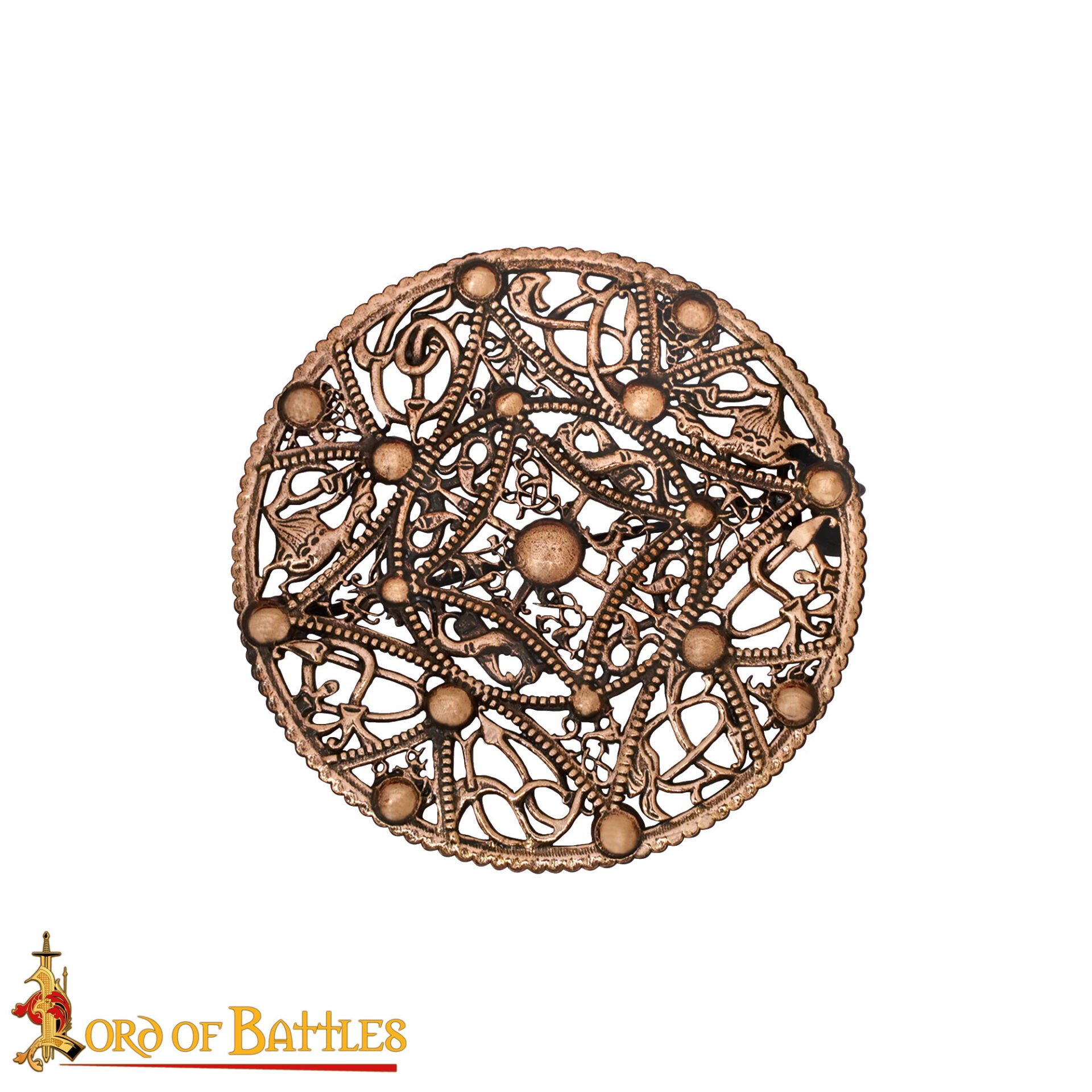 Broche disco vikingo de bronce con filigrana estilo Urnes, 6 cm - imagen 16