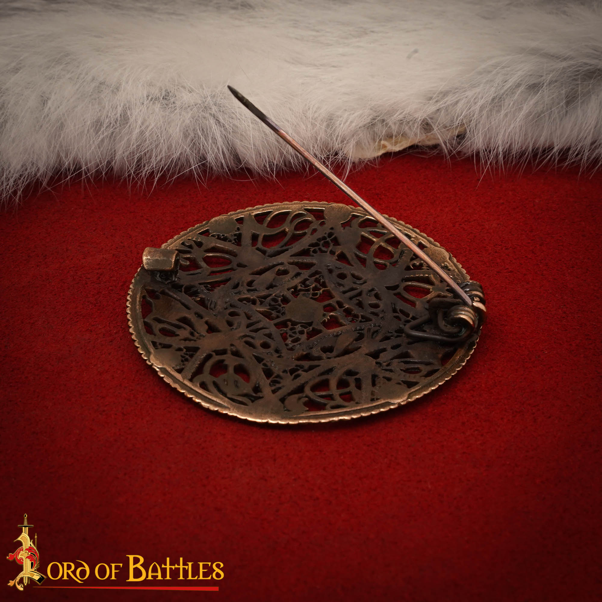 Broche disco vikingo de bronce con filigrana estilo Urnes, 6 cm - imagen 6