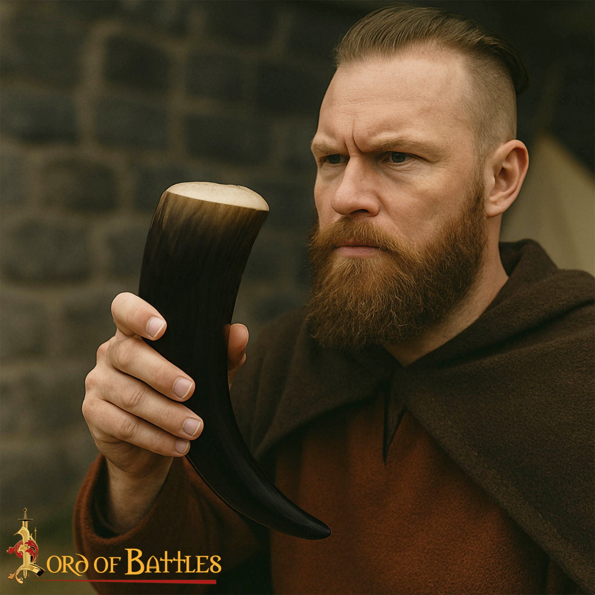 Cuerno de beber vikingo en cuerno de buey pulido - imagen 9
